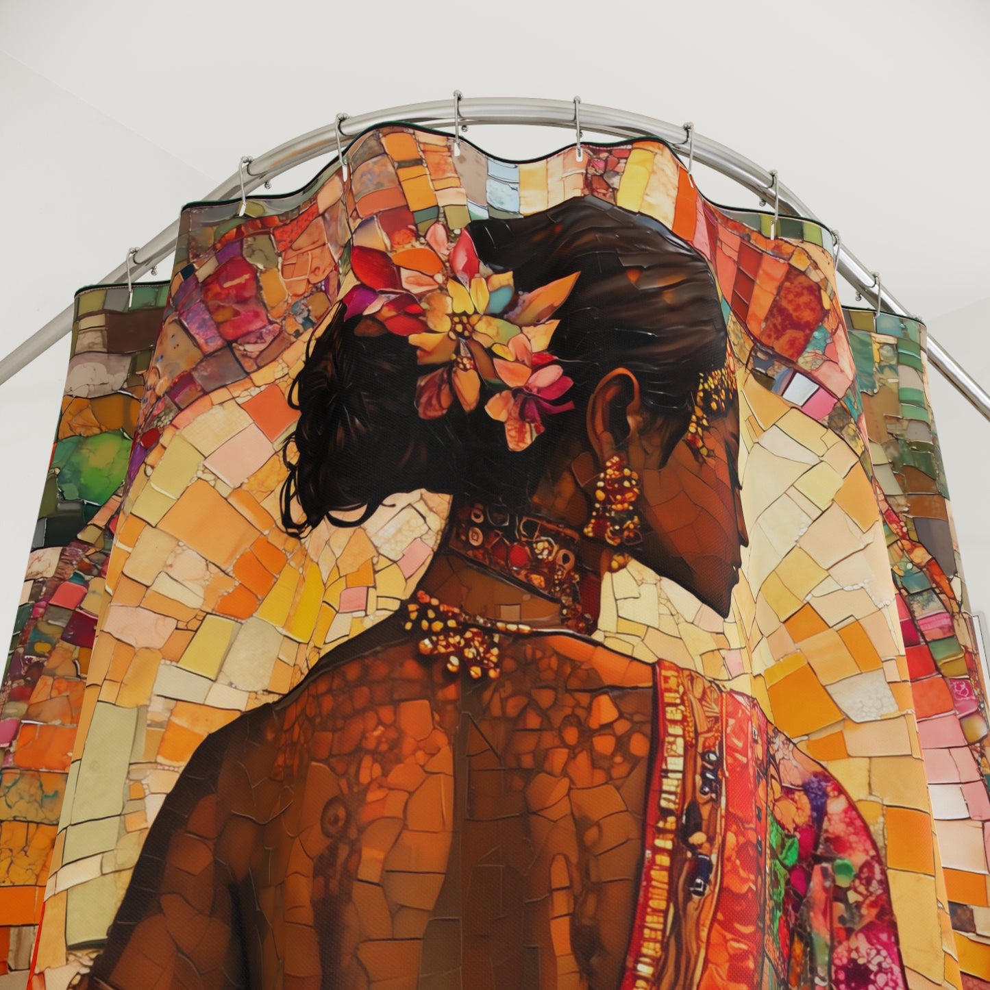 Bohemian Elegance Shower Curtain - Artistic Bathroom Decor, Mosaic Design, Ethnic Art, Home Renovation, Gift for Her, Unique Wall Art