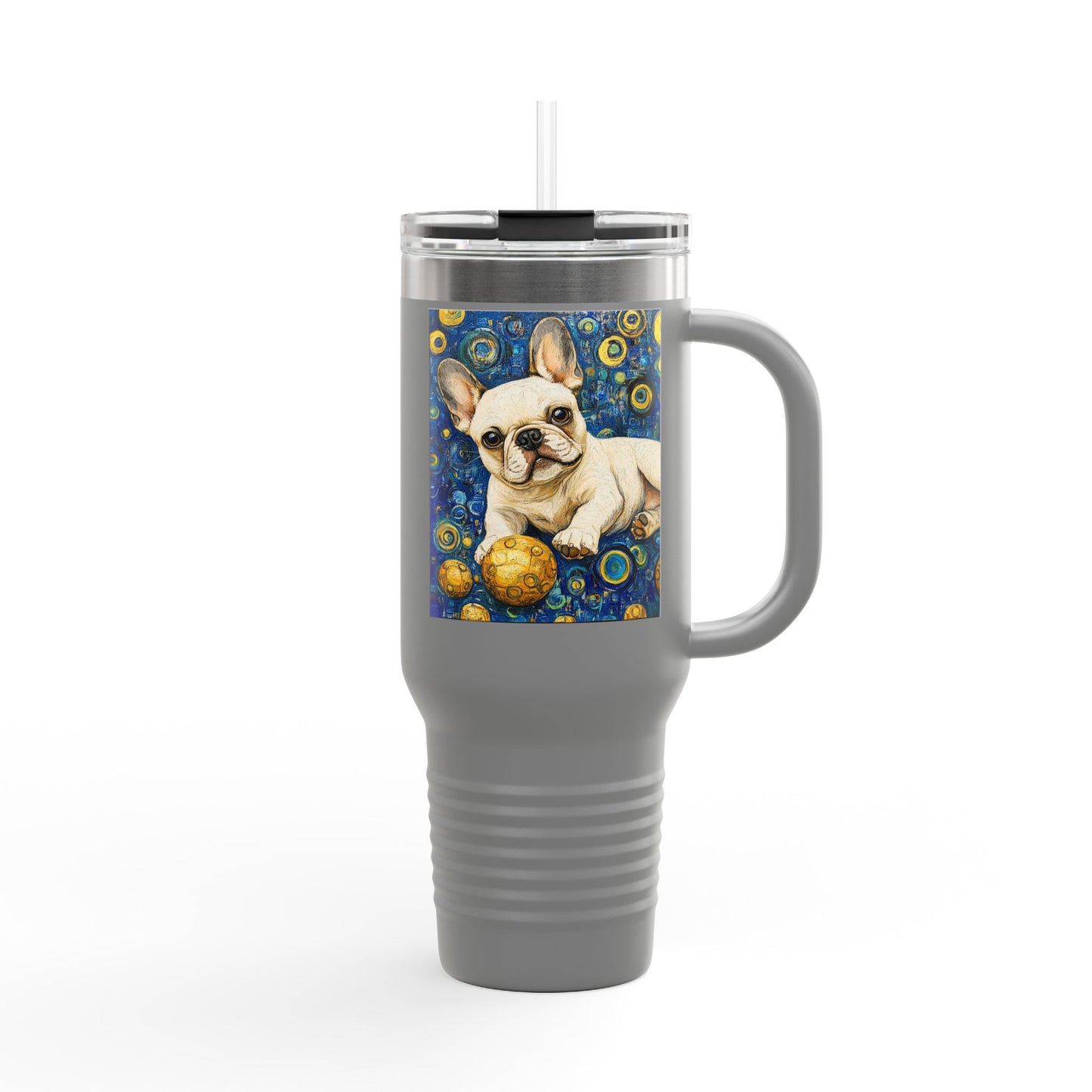 Cute French Bulldog Insulated Travel Mug, 40oz - Perfect for Pet Lovers, Gift for Dog Owners, Travel Companion, Coffee Mug, Birthday Present