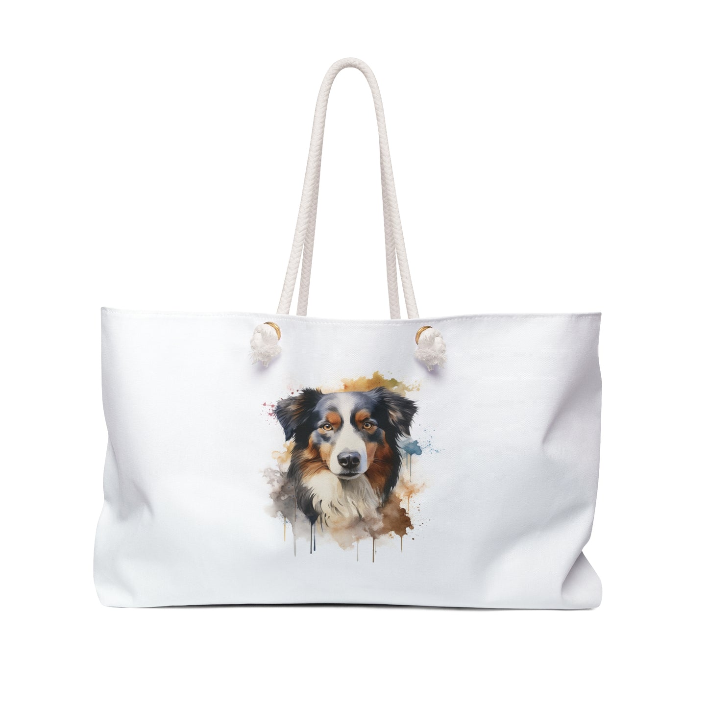 Aussie Weekender Bag, Pet Travel Tote, Watercolor Dog Print Canvas, Perfect for Gifts, Stylish Gym Bag, Eco-Friendly Bag