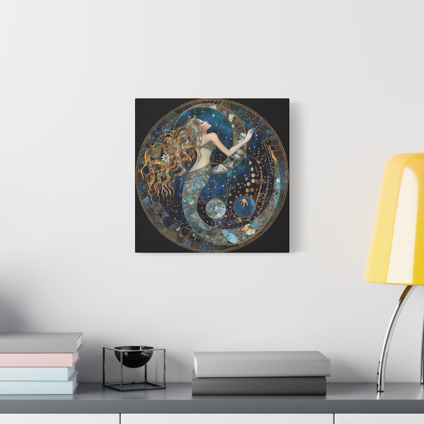 Mermaid Dreams Canvas Art, Ocean Wall Decor, Boho Home Decor, Gift for Her, Coastal Decoration, Celestial Art
