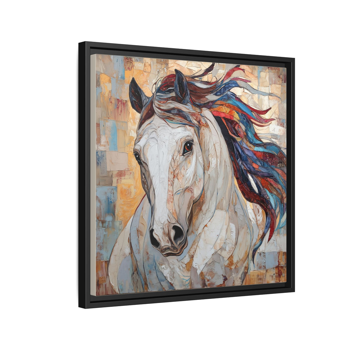 Colorful Mane Horse Matte Canvas Framed | Equine Wall Art