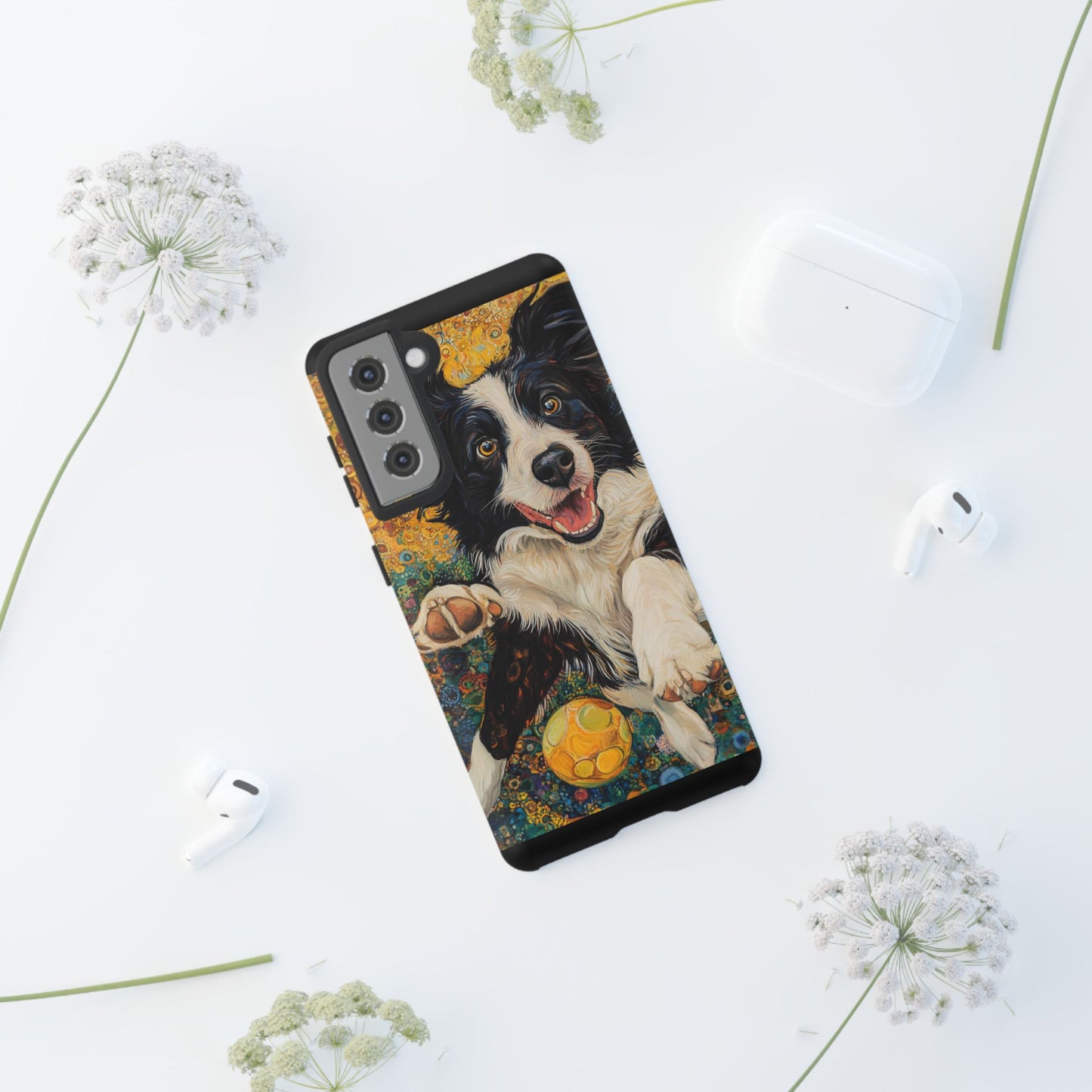 Border Collie Phone Case, Tough Cases, Pet Gifts, Customized Dog Accessories, Dog Mom Gift, Colorful Animal Artwork