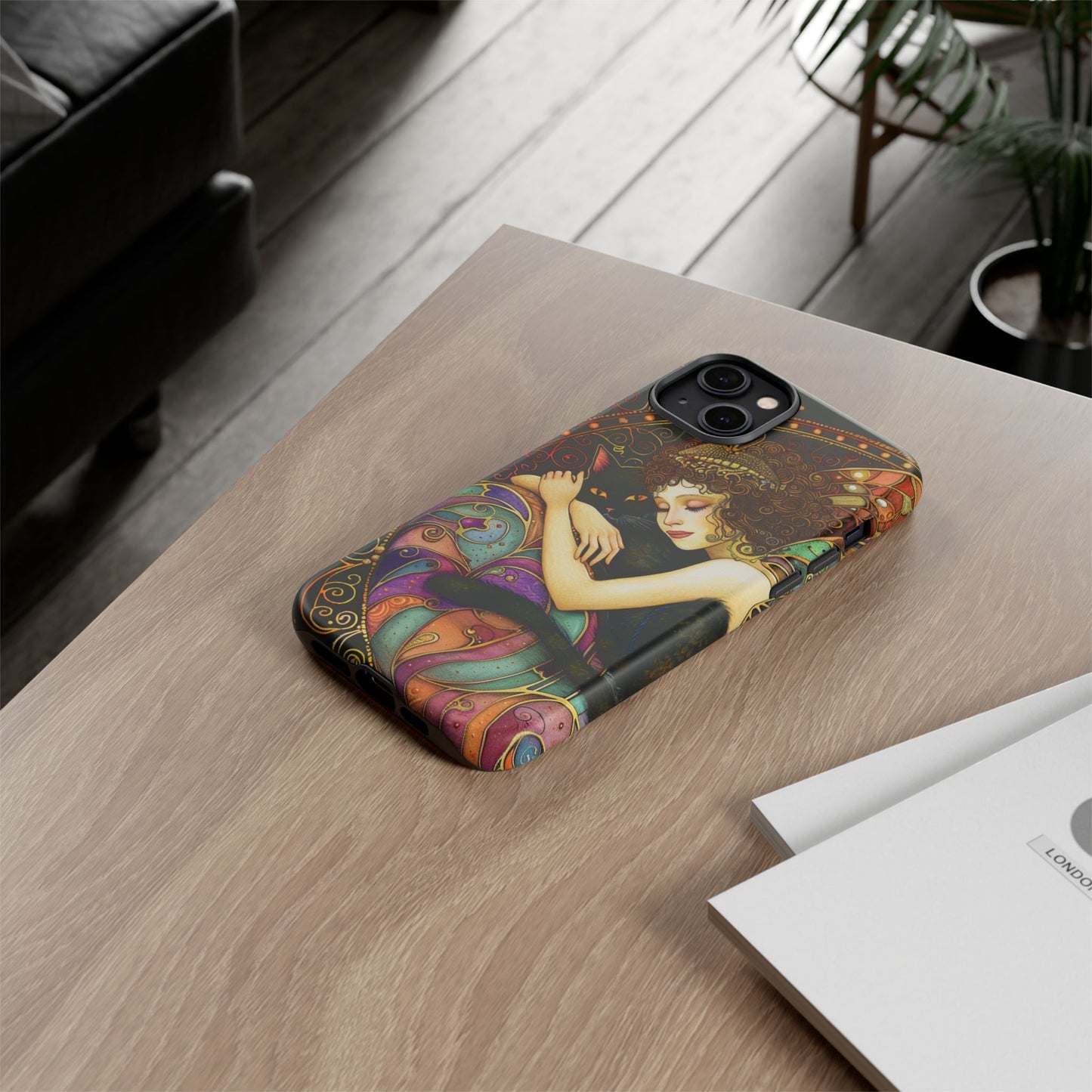 Artistic Phone Case for Cat Lovers, Tough Cases with Enchanting Design, Unique Gift for Birthdays, Holidays, and Celebrations