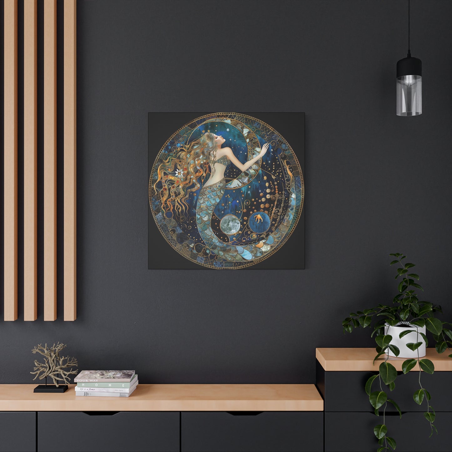 Mermaid Dreams Canvas Art, Ocean Wall Decor, Boho Home Decor, Gift for Her, Coastal Decoration, Celestial Art