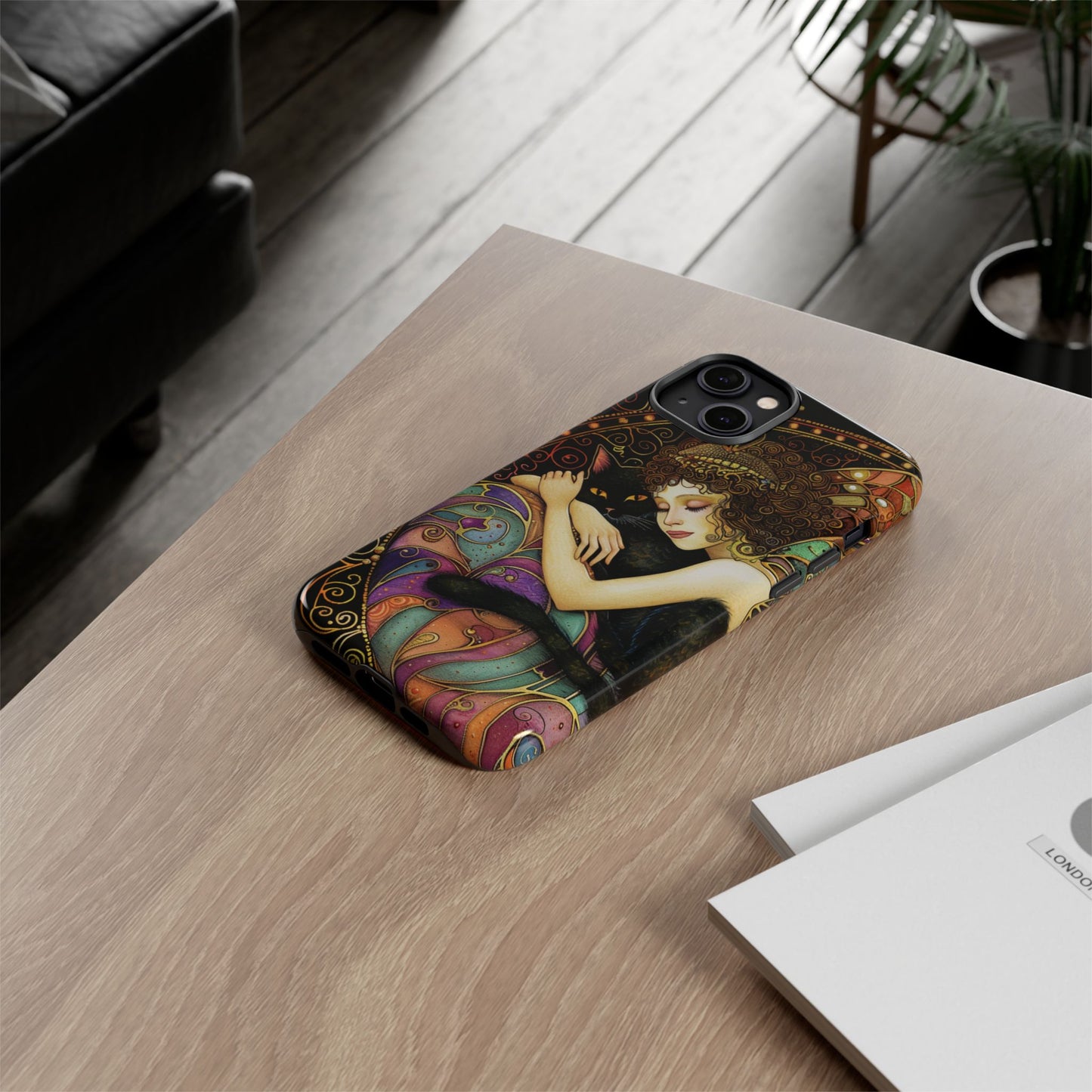 Artistic Phone Case for Cat Lovers, Tough Cases with Enchanting Design, Unique Gift for Birthdays, Holidays, and Celebrations