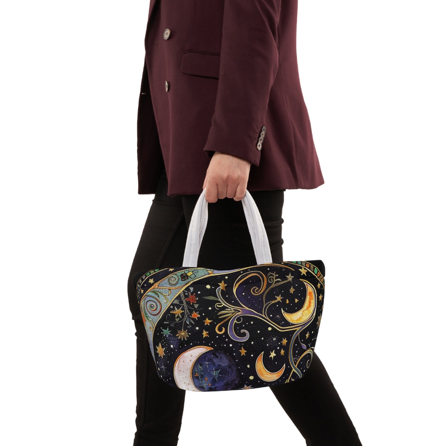 Cosmic Celestial Lunch Bag - Stylish Tote for Work, School, or Picnic, Astrology Gift, Starry Design, Reusable Lunch Tote