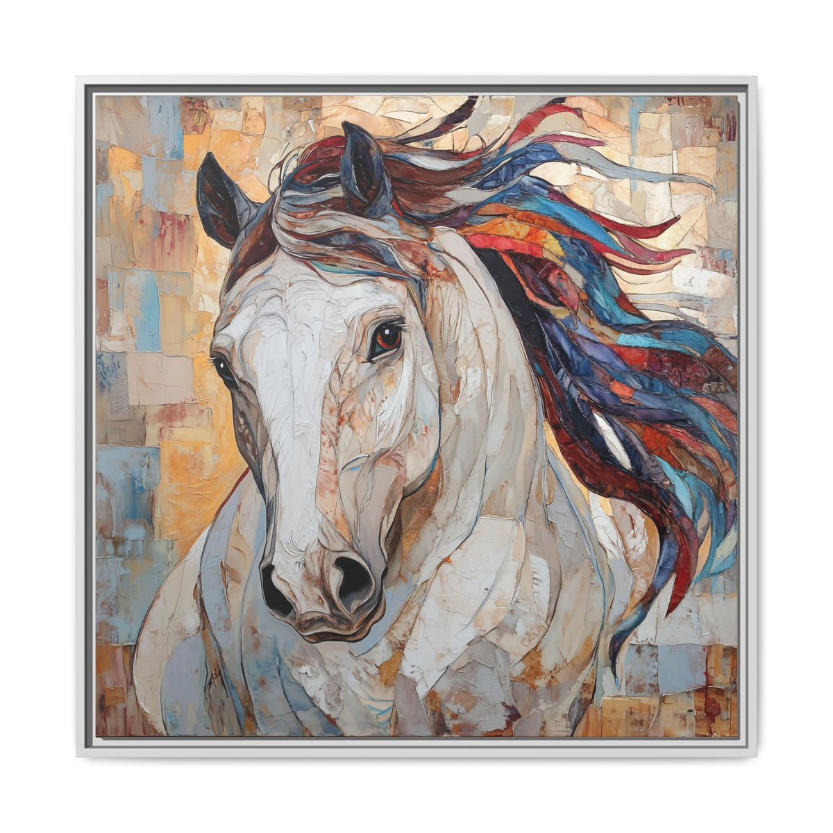 Colorful Mane Horse Matte Canvas Framed | Equine Wall Art