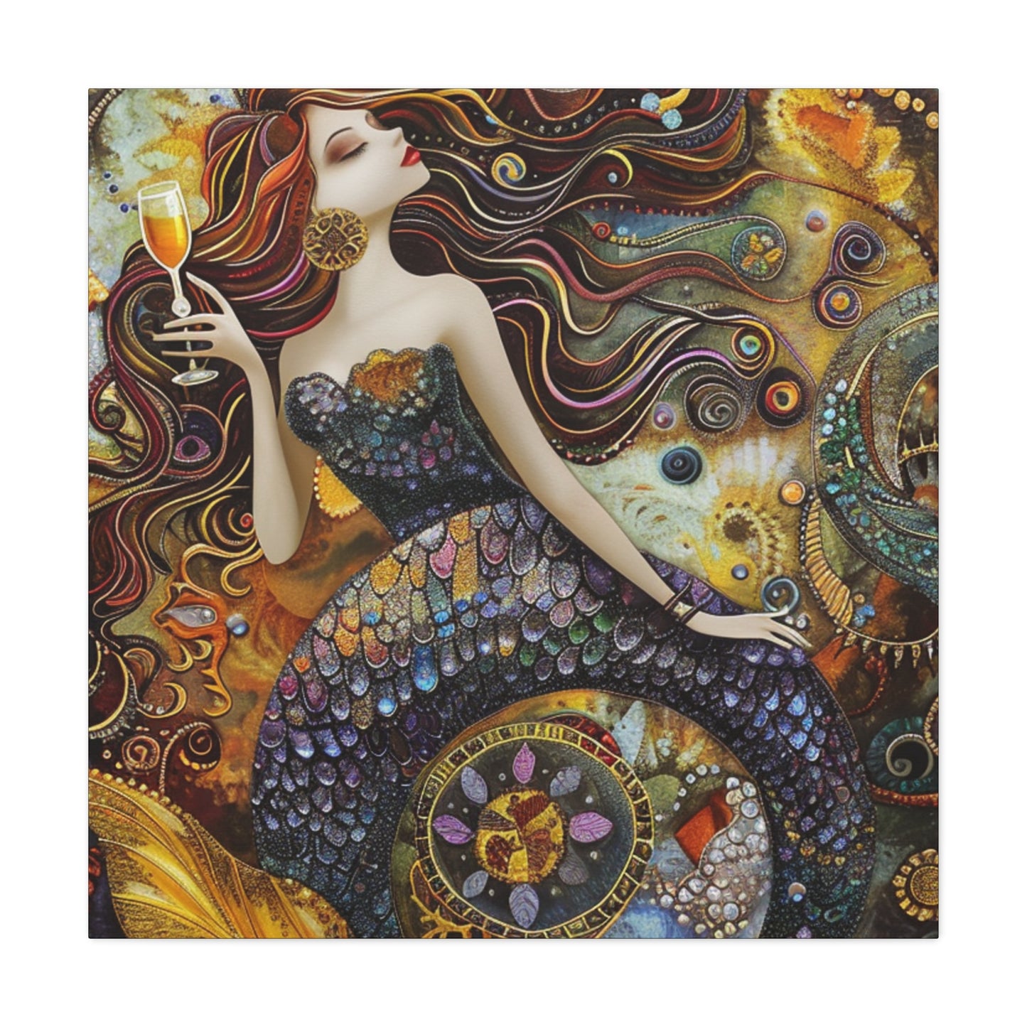 Mermaid Art Canvas, Relaxing Home Decor, Whimsical Wall Art, Unique Gift, Fantasy Artwork
