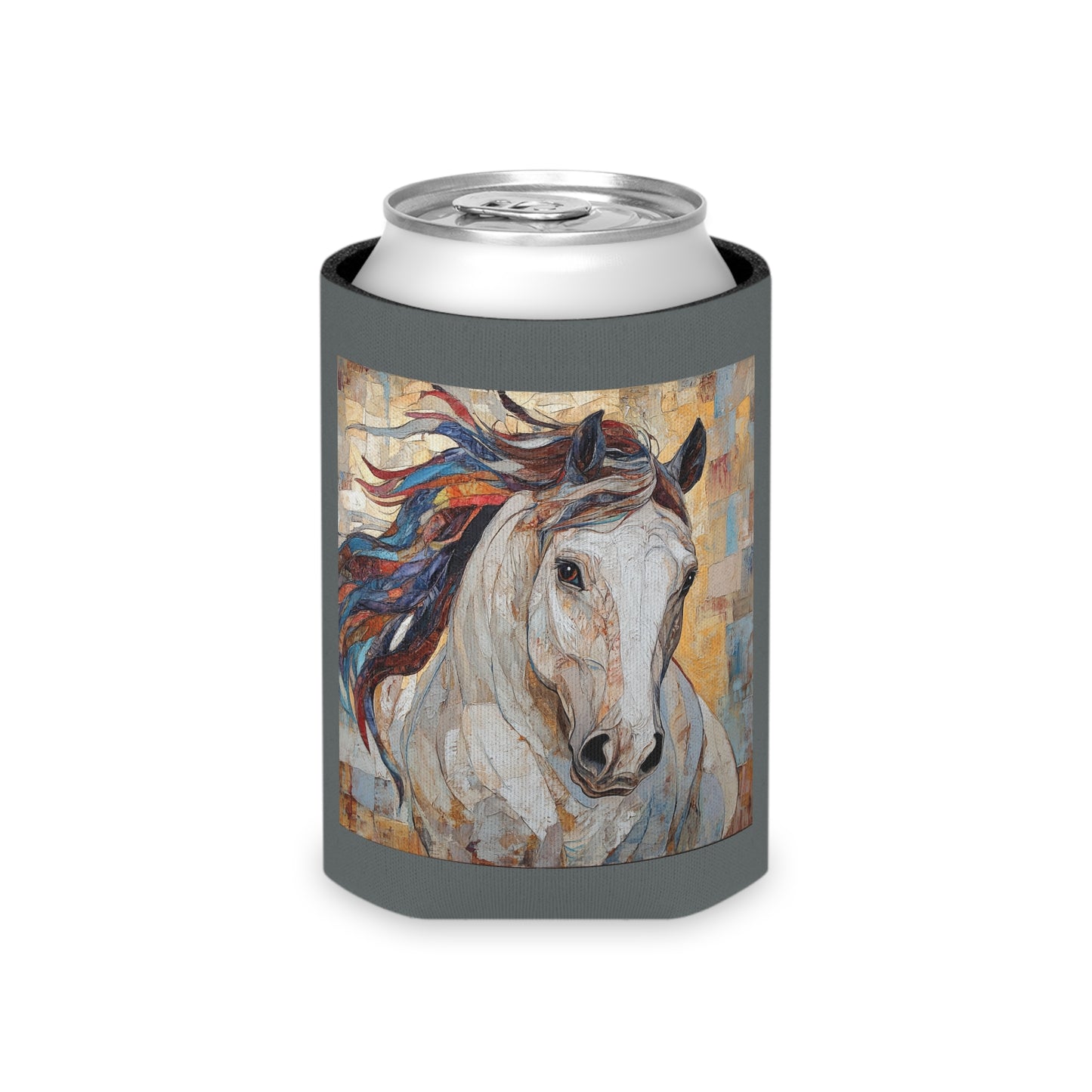 Beautiful Horse Art Can Cooler, Equestrian Gift, Horse Lover Accessory, Customized Beverage Holder, Rustic Home Bar Decor