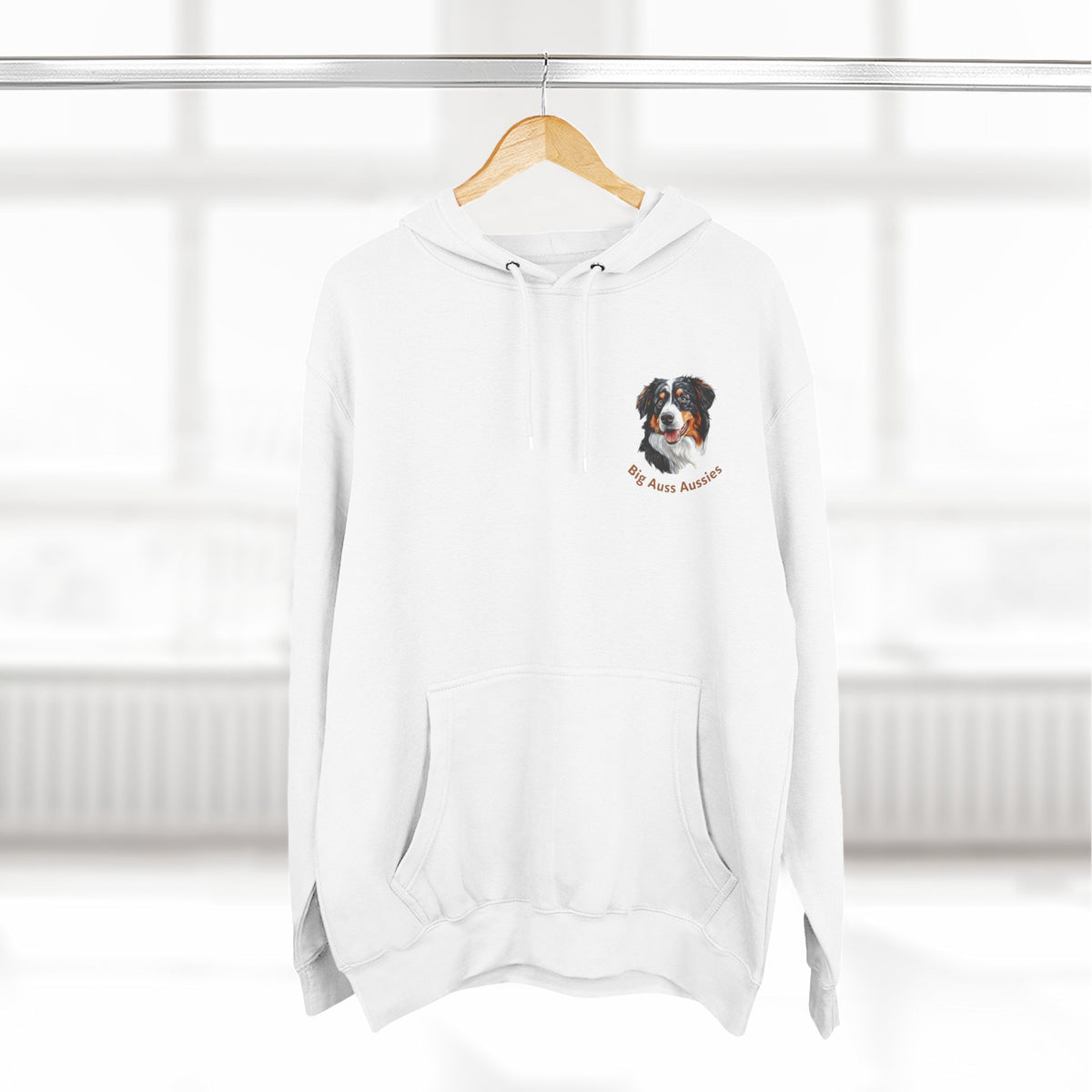 Big Auss Aussie Hoodie - Fleece Hoodie with Tri Color Australian Shepherd Design