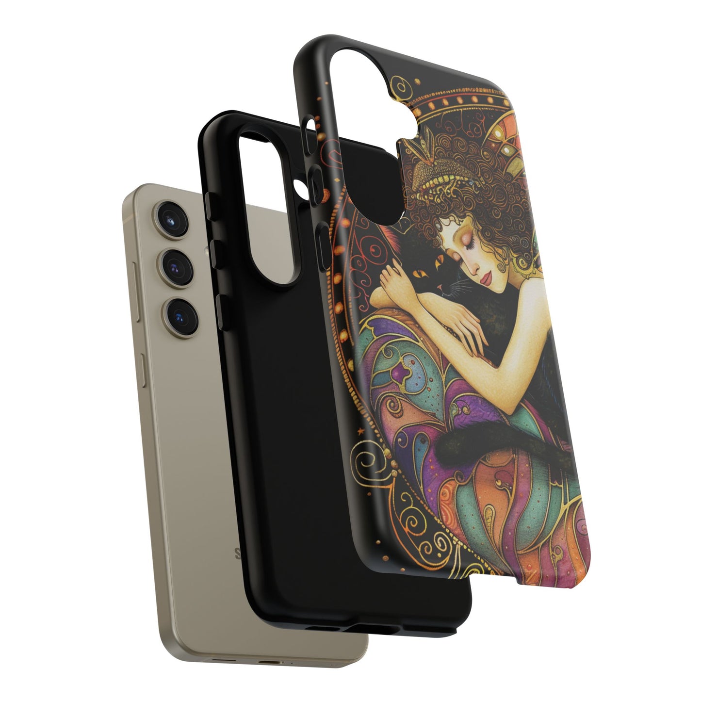 Artistic Phone Case for Cat Lovers, Tough Cases with Enchanting Design, Unique Gift for Birthdays, Holidays, and Celebrations