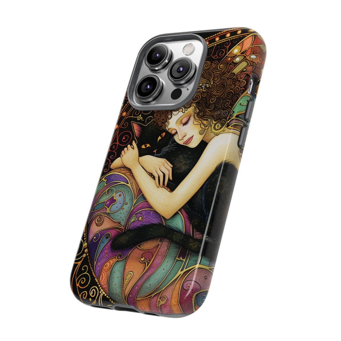 Artistic Phone Case for Cat Lovers, Tough Cases with Enchanting Design, Unique Gift for Birthdays, Holidays, and Celebrations