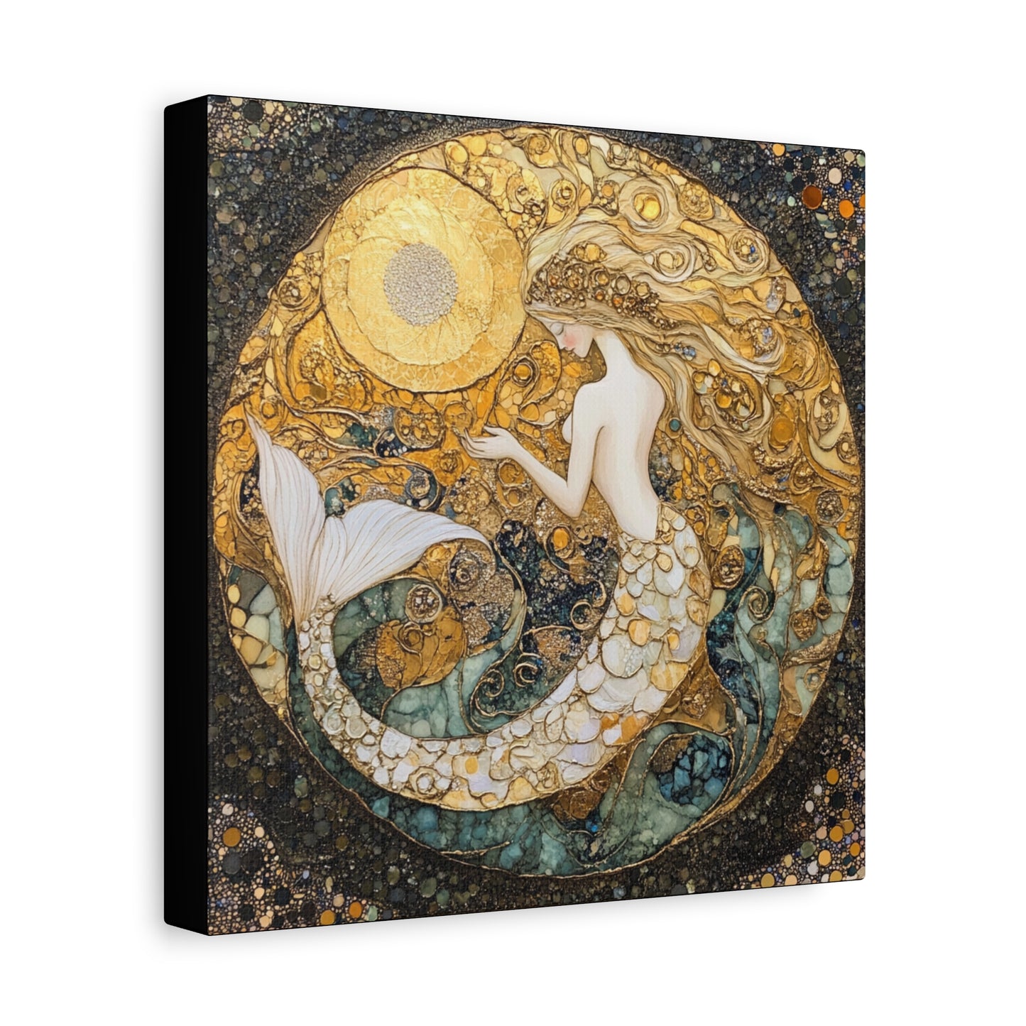 Elegant Mermaid Wall Art - Stretched Matte Canvas, Nautical Decor, Ocean Lover Gift, Home Decoration, Unique Mermaid Artwork
