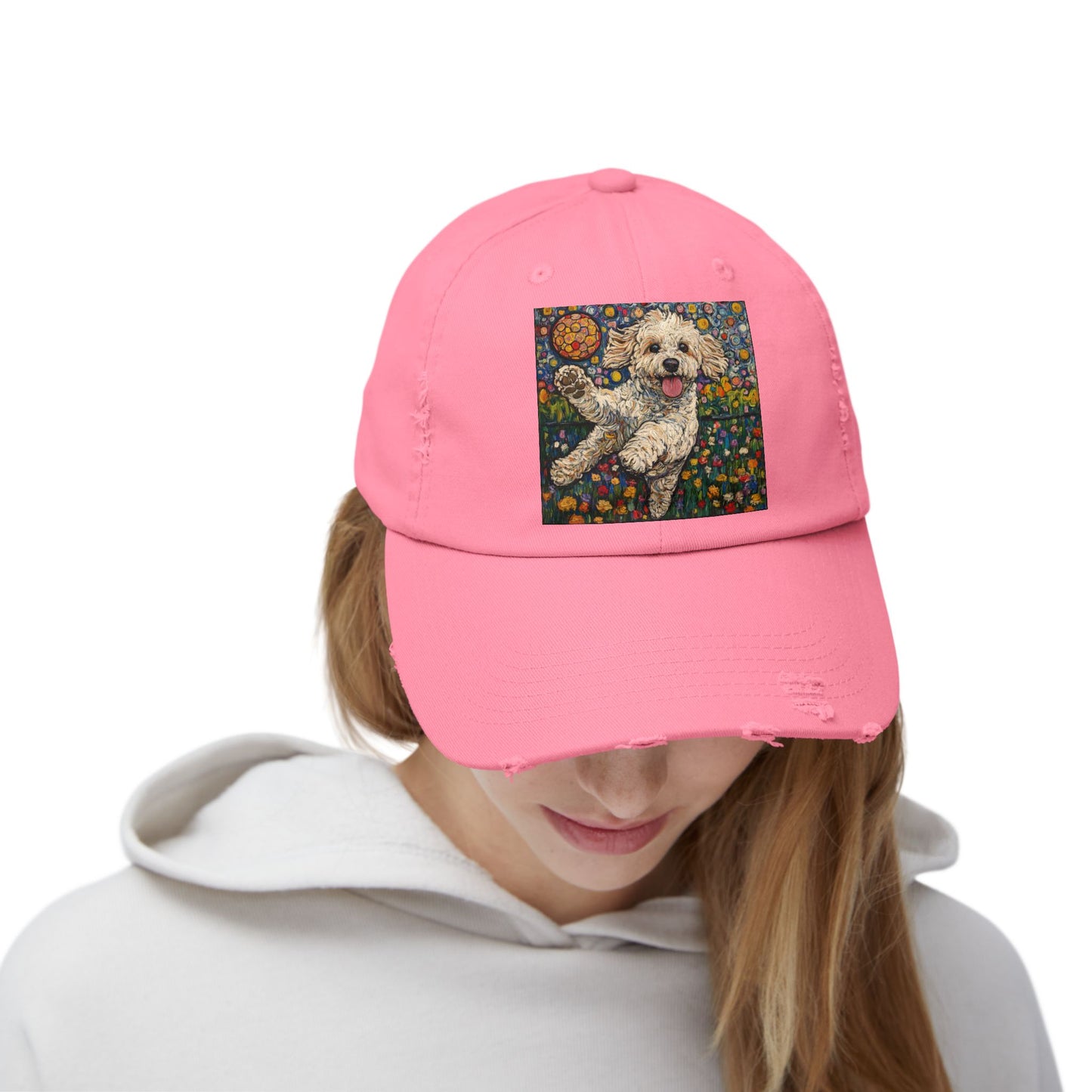 Doodle Pickleball Art Cap, Distressed Baseball Hat, Pet Lover Gift, Casual Summer Hat, Dog Mom Cap, Fun Gift for Dog Owners