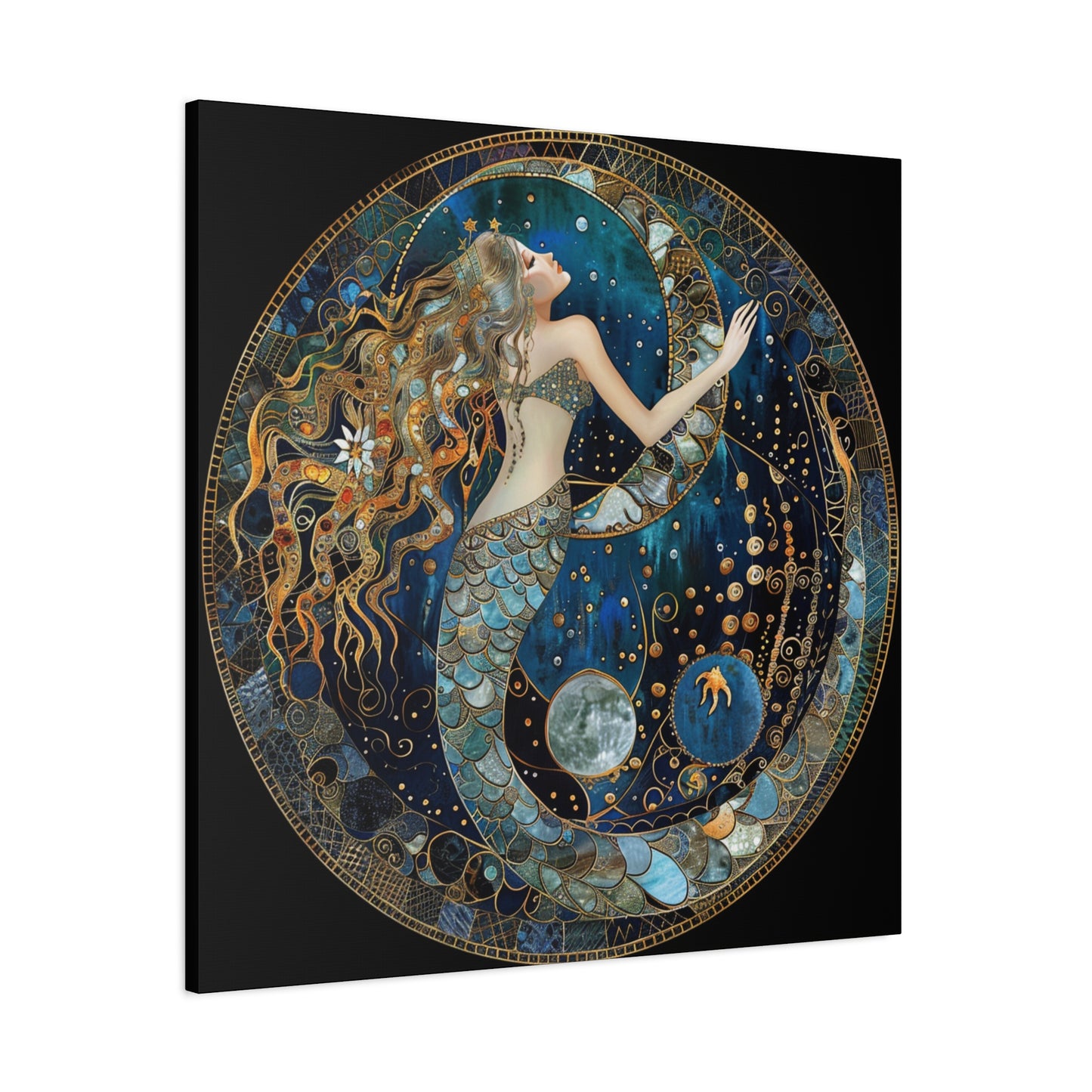 Mermaid Dreams Canvas Art, Ocean Wall Decor, Boho Home Decor, Gift for Her, Coastal Decoration, Celestial Art