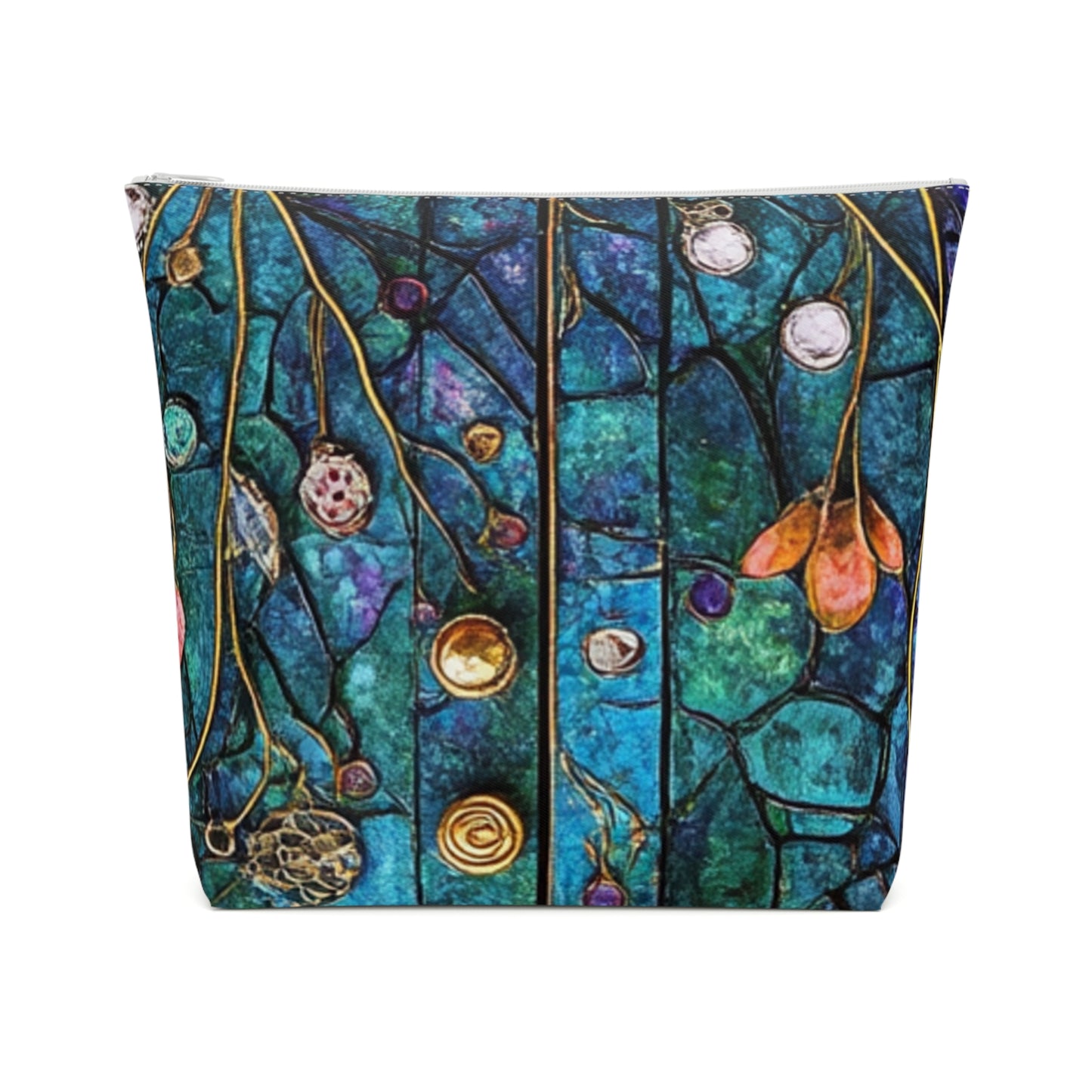 Fairy Door Colorful Cotton Cosmetic Bag, Vibrant Makeup Organizer, Artistic Travel Pouch, Gift for Her, Holiday Toiletries Case
