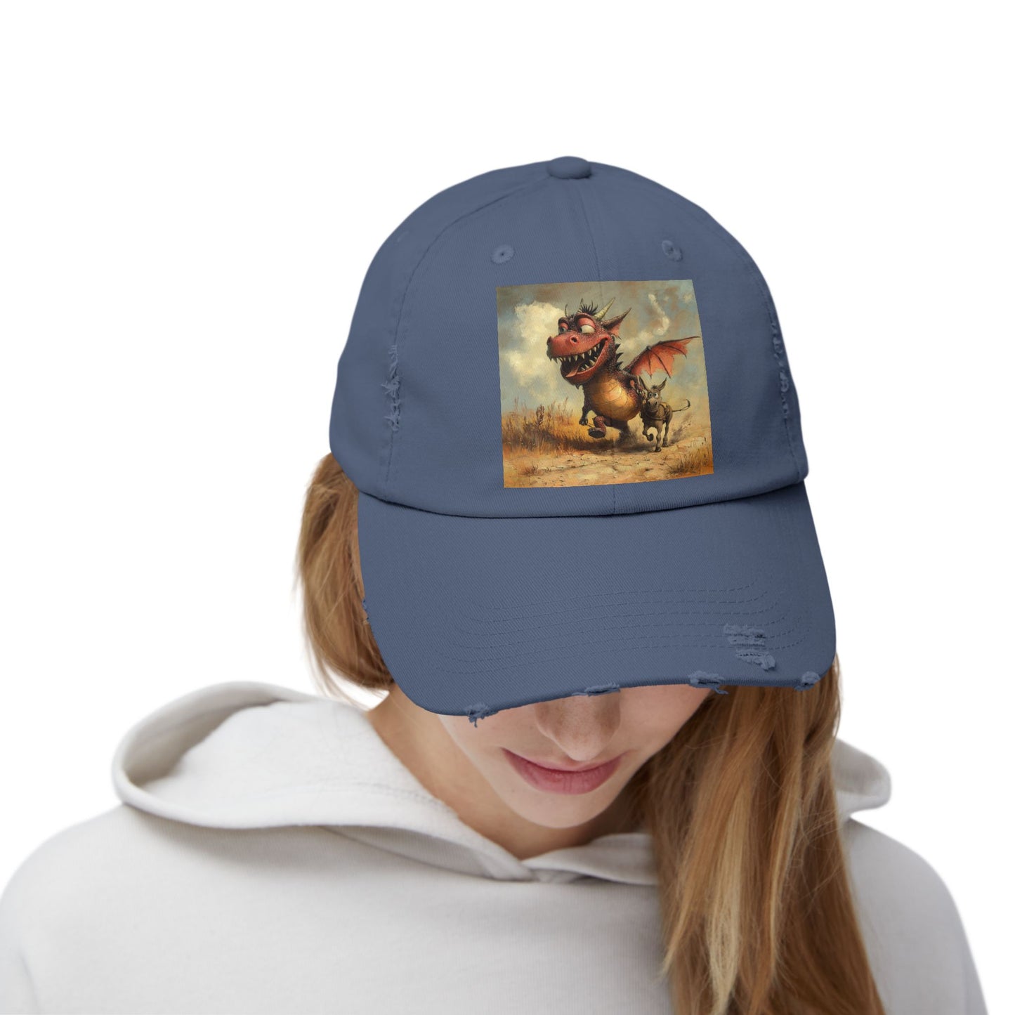 Playful Dragon Ass Distressed Cap | Unisex Cap, Casual, Gift for Fantasy Lovers, Birthday Gift, Festival Attire