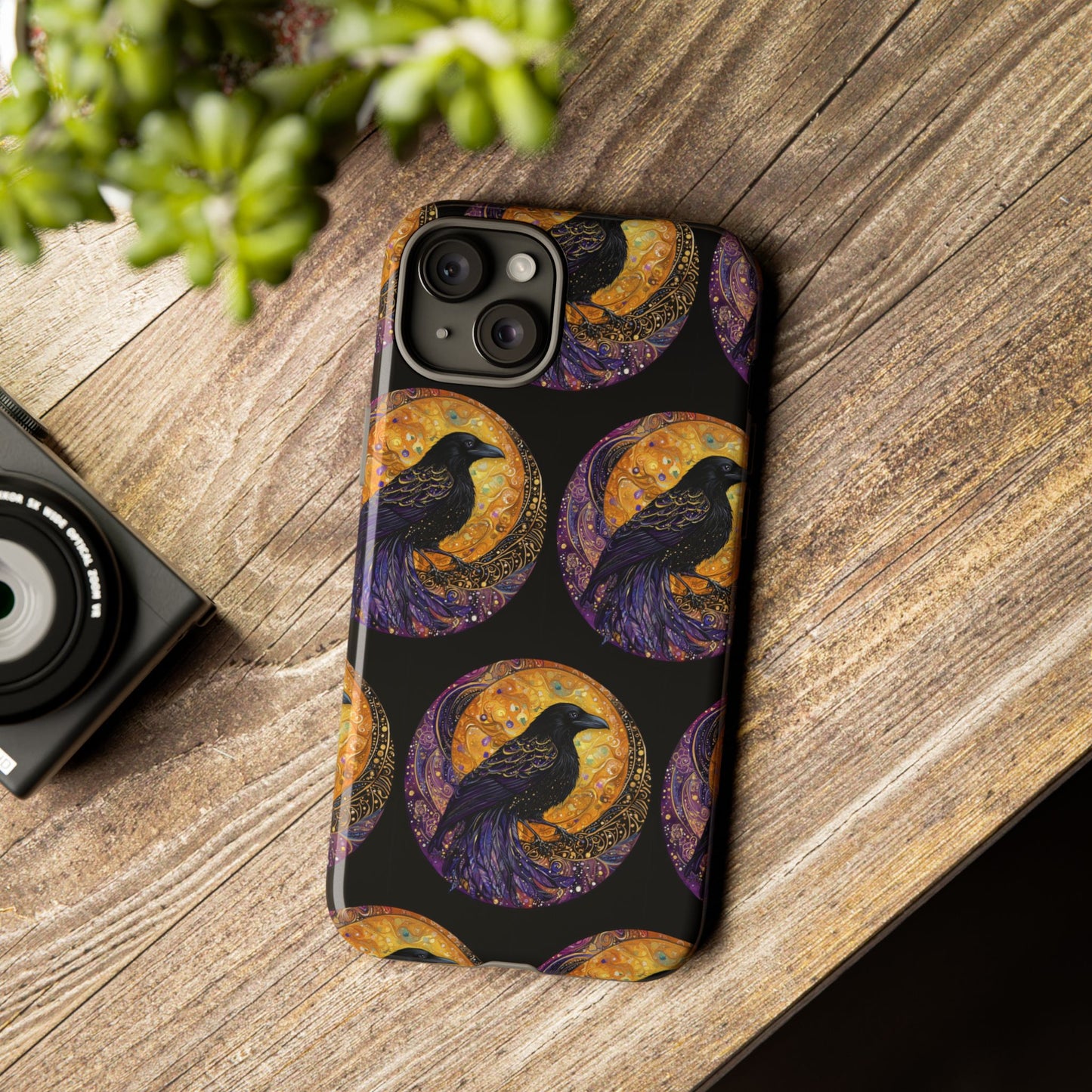 Raven Celestial Phone Case, Astrological Gift, Bird Lover Accessory, Tough Phone Cover, Gothic Aesthetic, Halloween Tech Decor