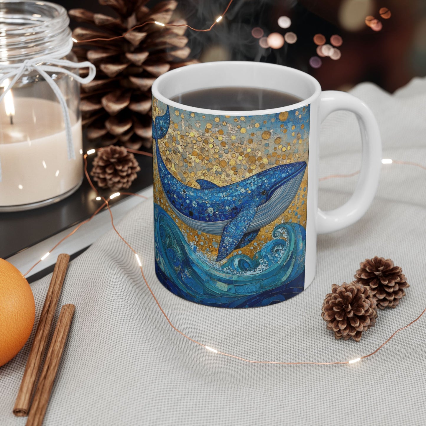 Ceramic Whale Art Mug | Ocean Lover Gift | 11oz & 15oz | Unique Whale Design | Coffee Cup for Nature Enthusiasts, Whale Decor, Sea Life