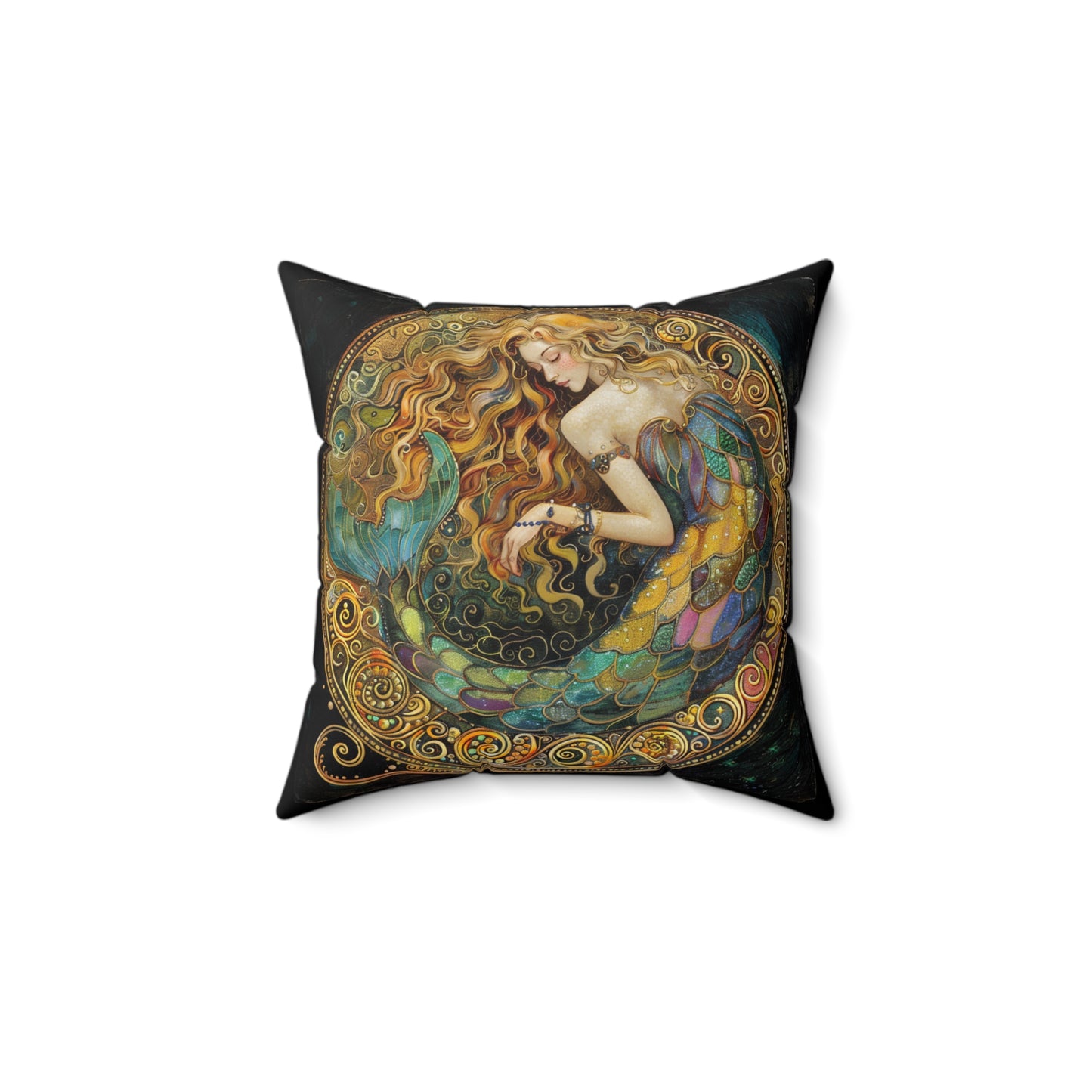 Mermaid Artistic Faux Suede Pillow | Decorative Throw Cushion for Boho Decor, Home Accent, Gifts, Living Room