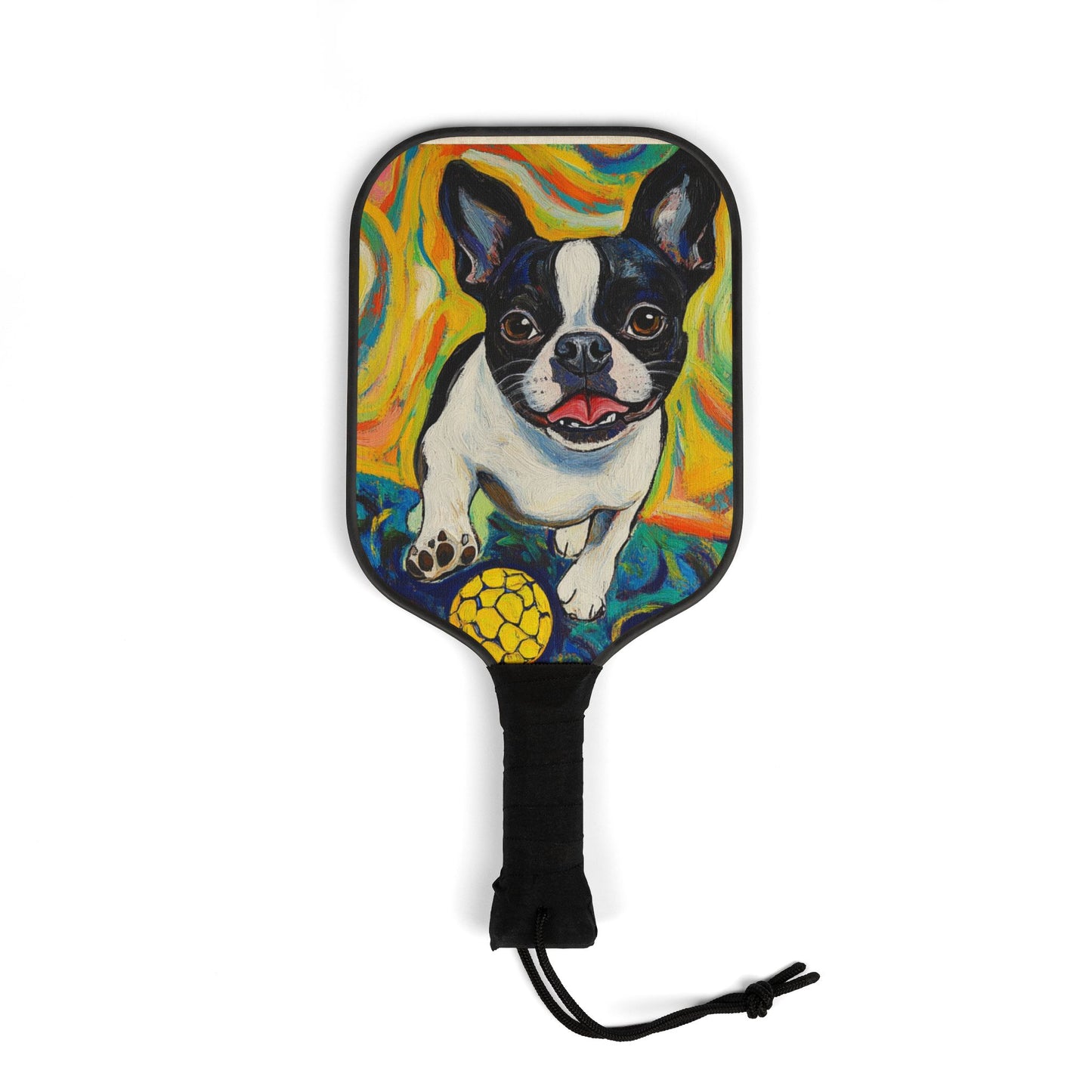 Pickleball Paddle Set with Boston Terrier, Fun Pickleball Gear for Pet Lovers, Sports Gift, Outdoor Fun, Unique Pickleball Accessories