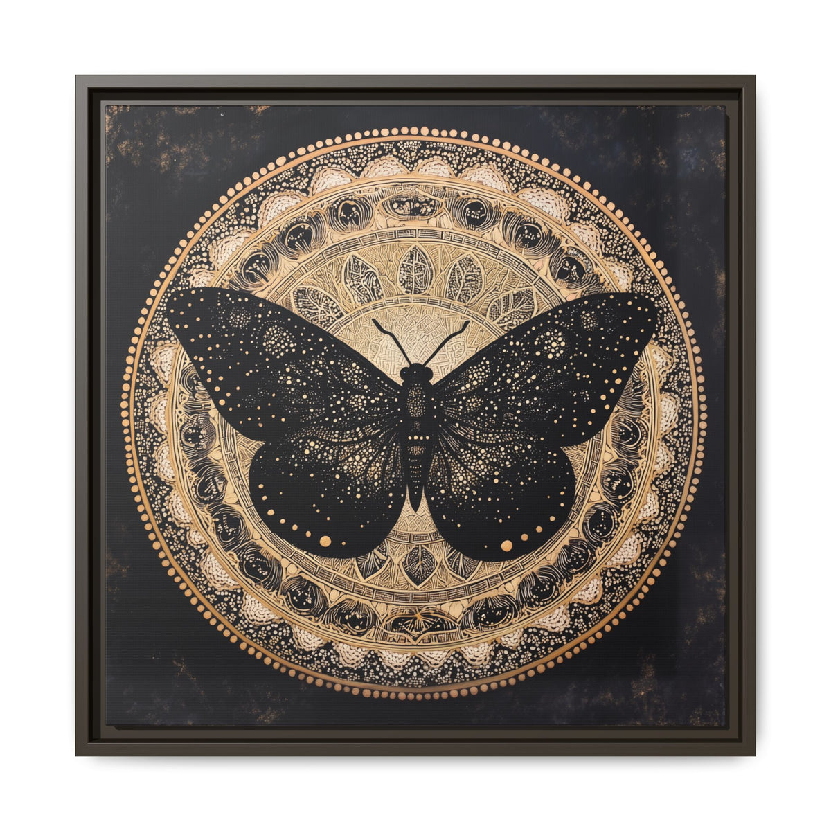 Black Moth Mandala Matte Canvas Framed | Wall Art
