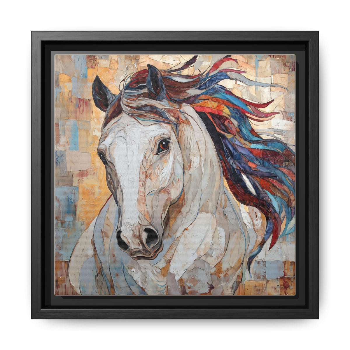 Colorful Mane Horse Matte Canvas Framed | Equine Wall Art
