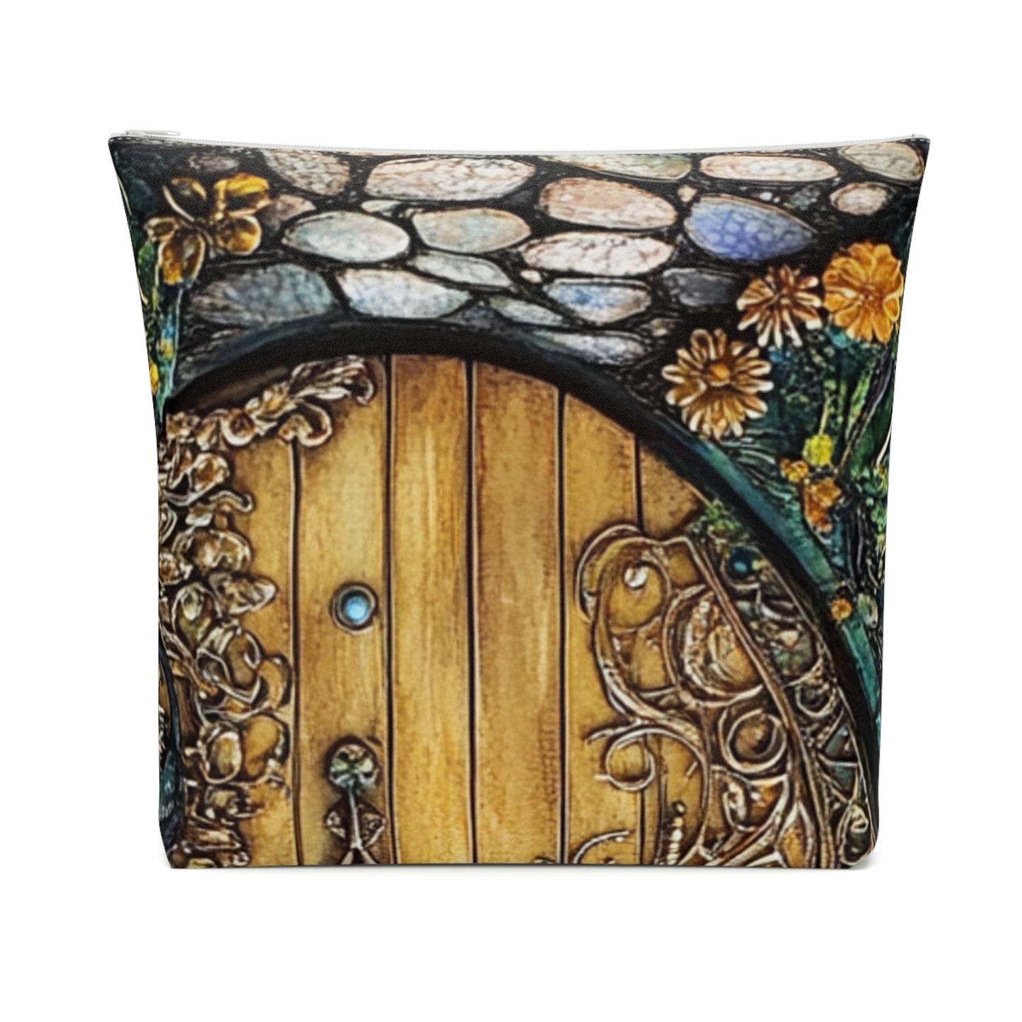 Fairy Door Mystical Floral Cosmetic Bag | Travel Pouch, Makeup Organizer, Gift for Her, Boho Style, Unique Design