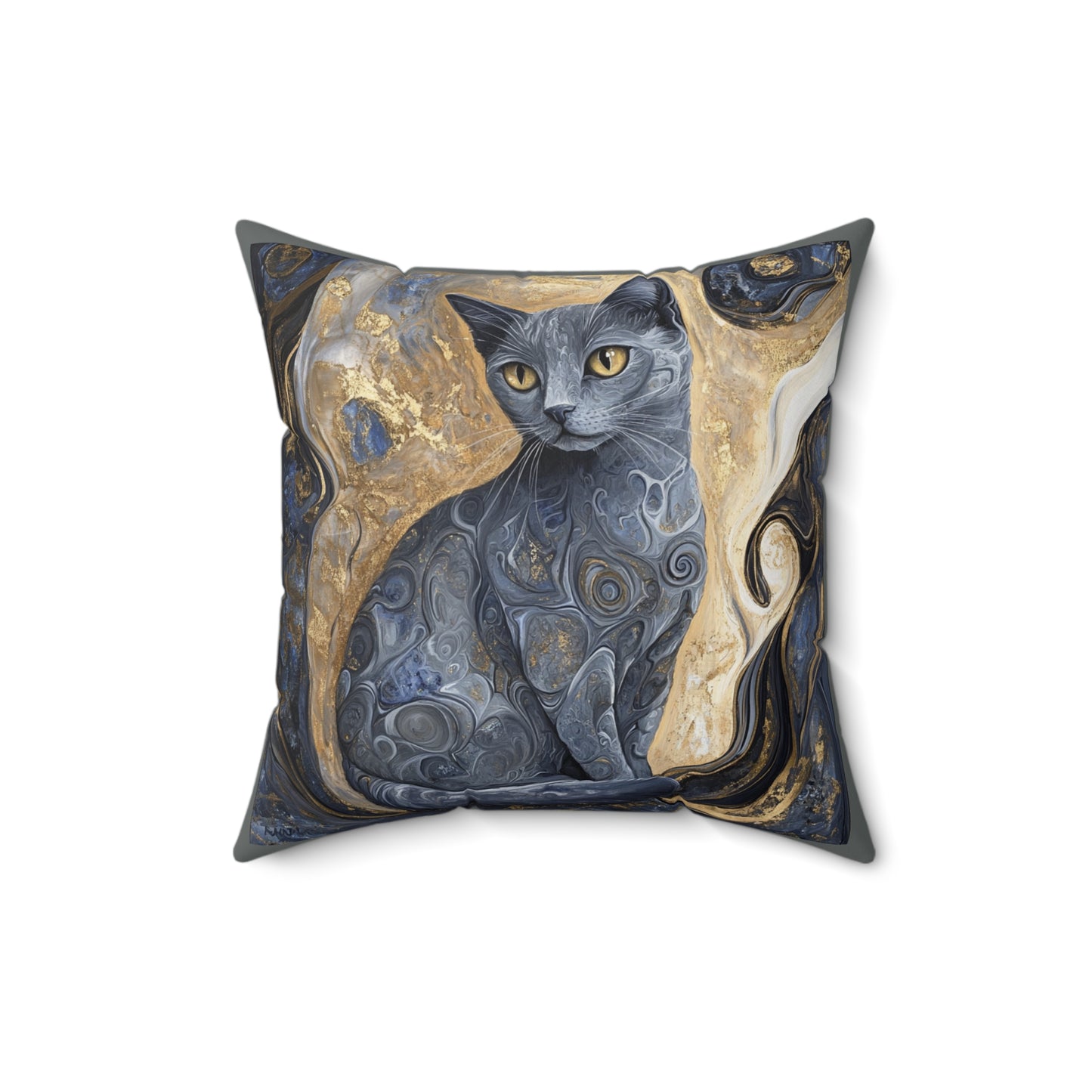 Crystal Cat Collection Smoky Quartz Cat Faux Suede Pillow | Cozy Home Decor, Cat Lover Gift, Decorative Cushion