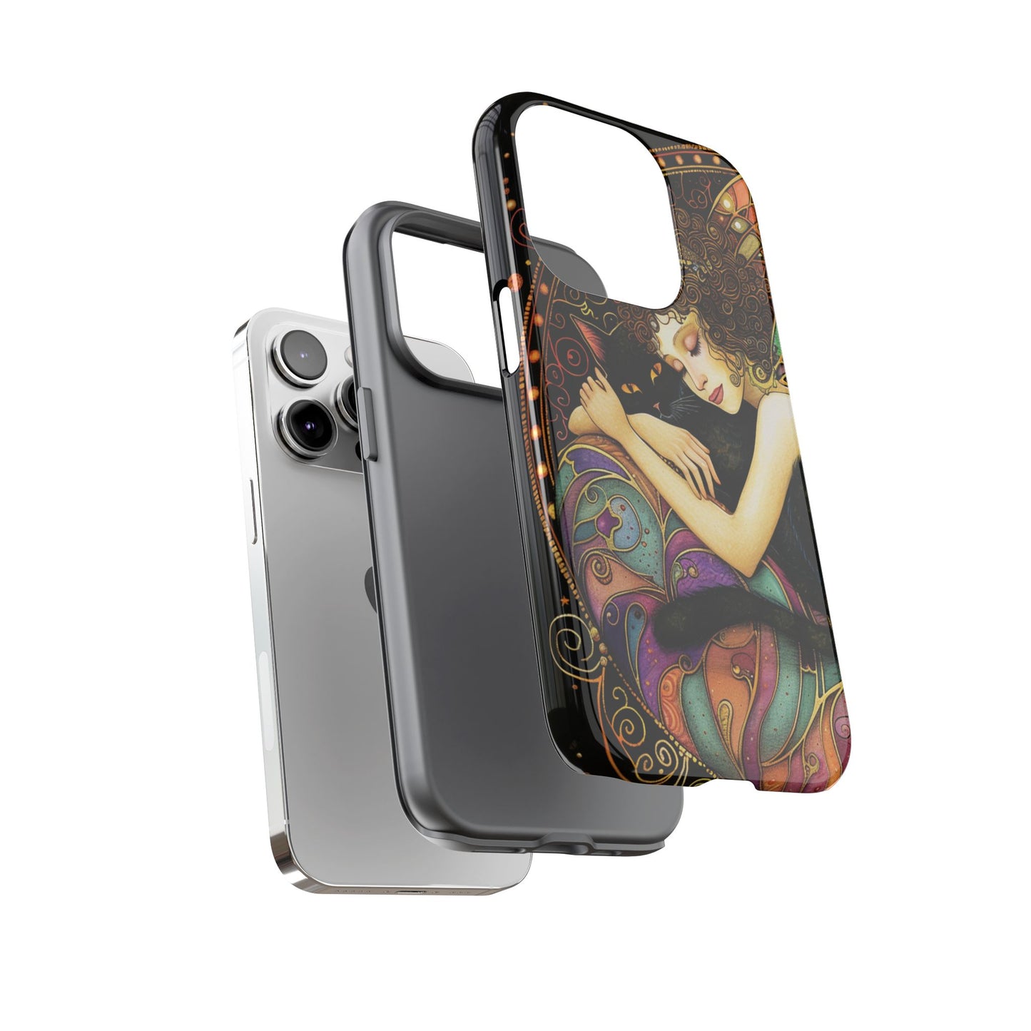 Artistic Phone Case for Cat Lovers, Tough Cases with Enchanting Design, Unique Gift for Birthdays, Holidays, and Celebrations