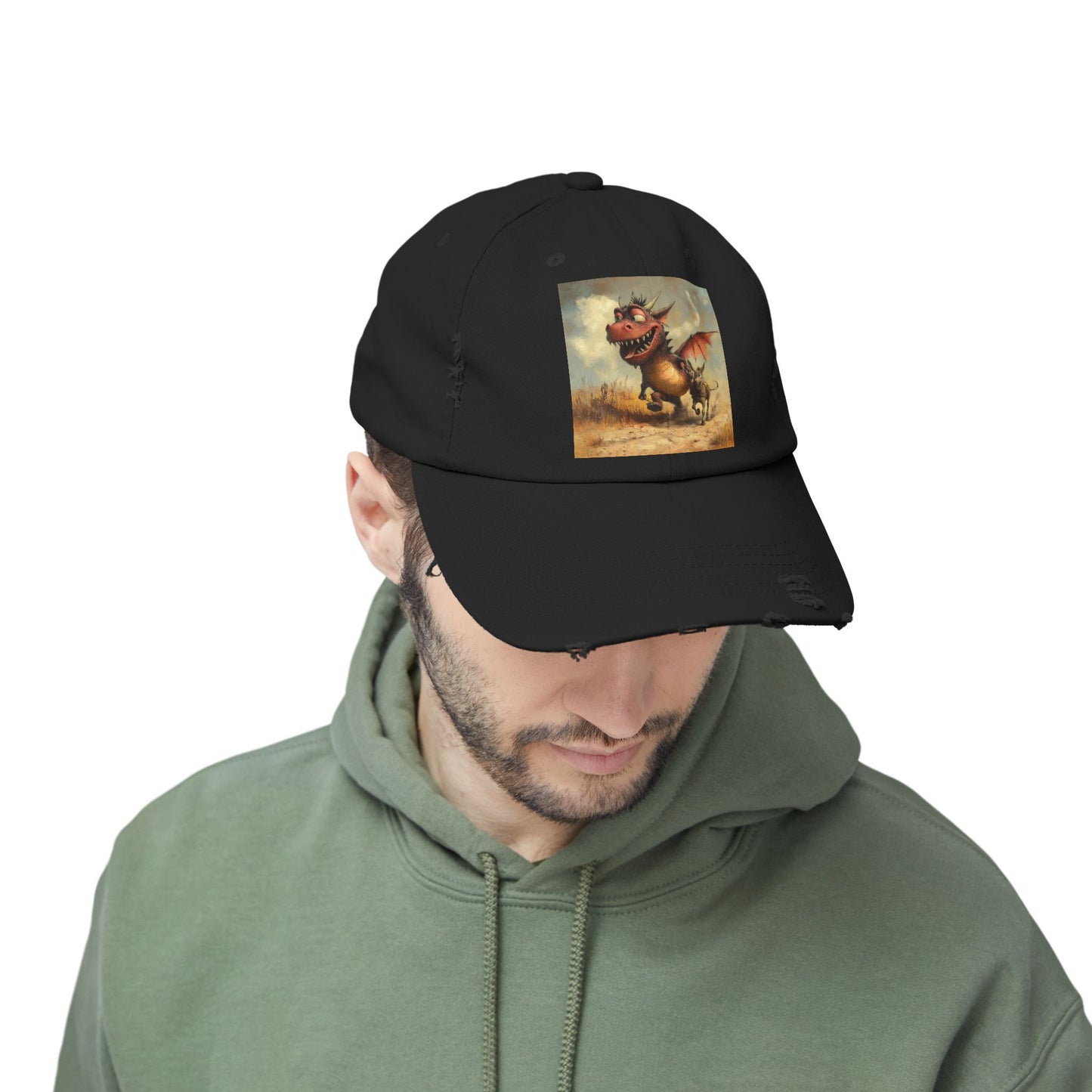 Playful Dragon Ass Distressed Cap | Unisex Cap, Casual, Gift for Fantasy Lovers, Birthday Gift, Festival Attire