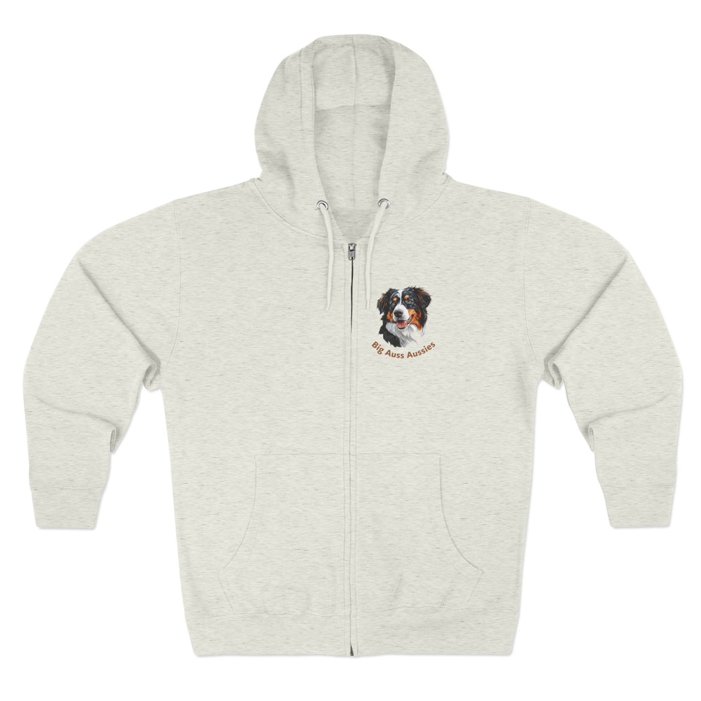 Big Auss Aussies Unisex Zip Hoodie - Cozy Pet Apparel, Australian Shepherd Clothing