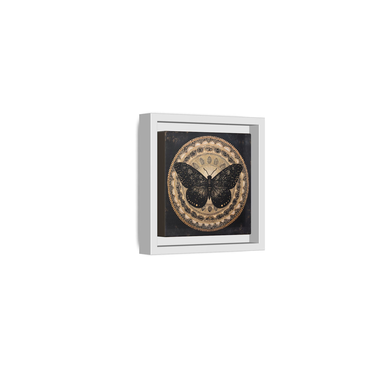 Black Moth Mandala Matte Canvas Framed | Wall Art