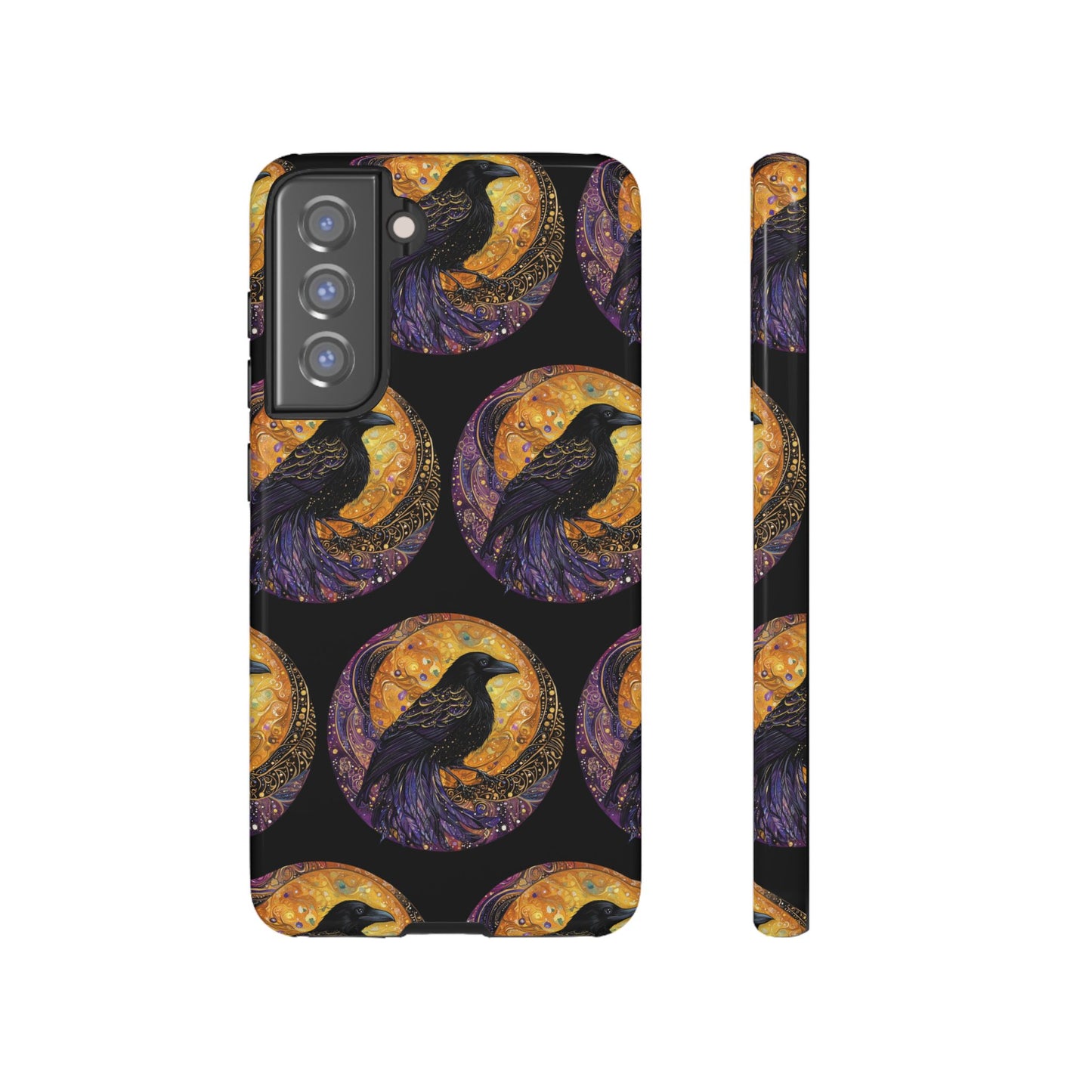 Raven Celestial Phone Case, Astrological Gift, Bird Lover Accessory, Tough Phone Cover, Gothic Aesthetic, Halloween Tech Decor