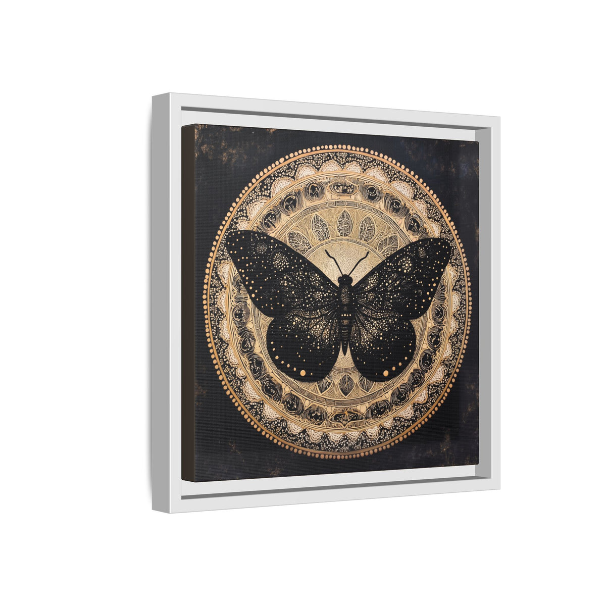 Black Moth Mandala Matte Canvas Framed | Wall Art
