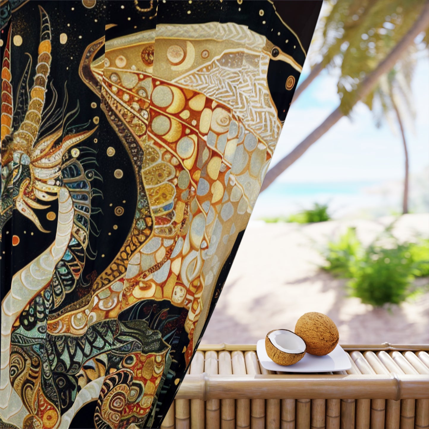 Fantasy Dragon Themed Window Curtain - Home Decor, Drapes, Curtain Panel, Art Curtains, Unique Gift