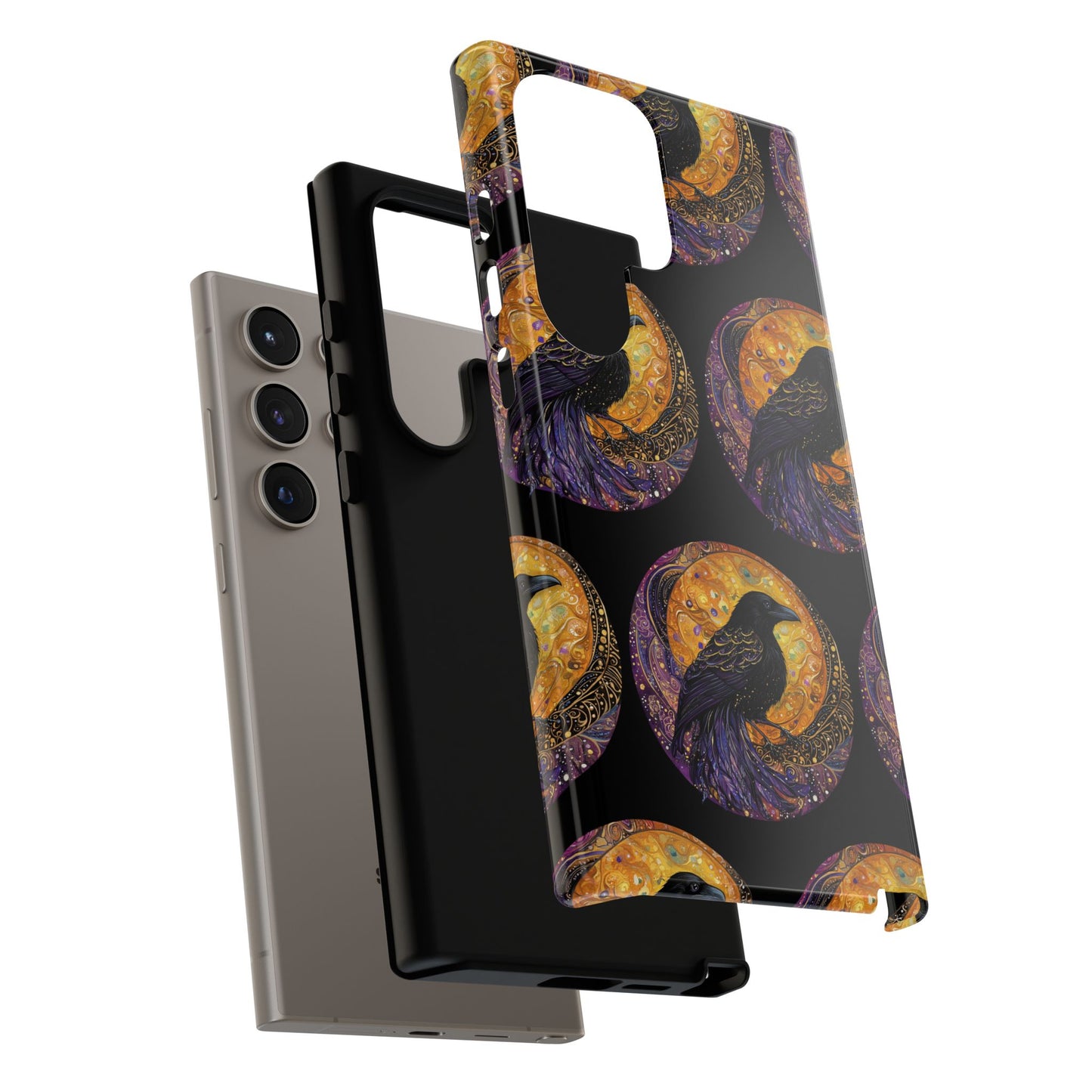 Raven Celestial Phone Case, Astrological Gift, Bird Lover Accessory, Tough Phone Cover, Gothic Aesthetic, Halloween Tech Decor