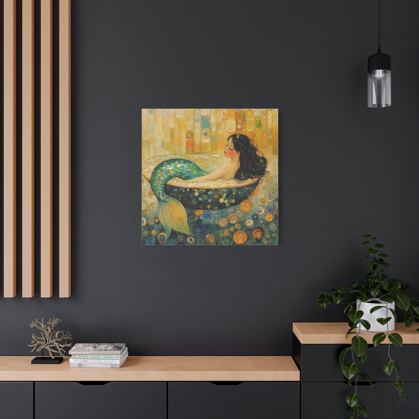 Serene Mermaid Canvas Art, Wall Decor, Home Decoration, Art Gift, Coastal Living, Beach Theme, Printable Artwork