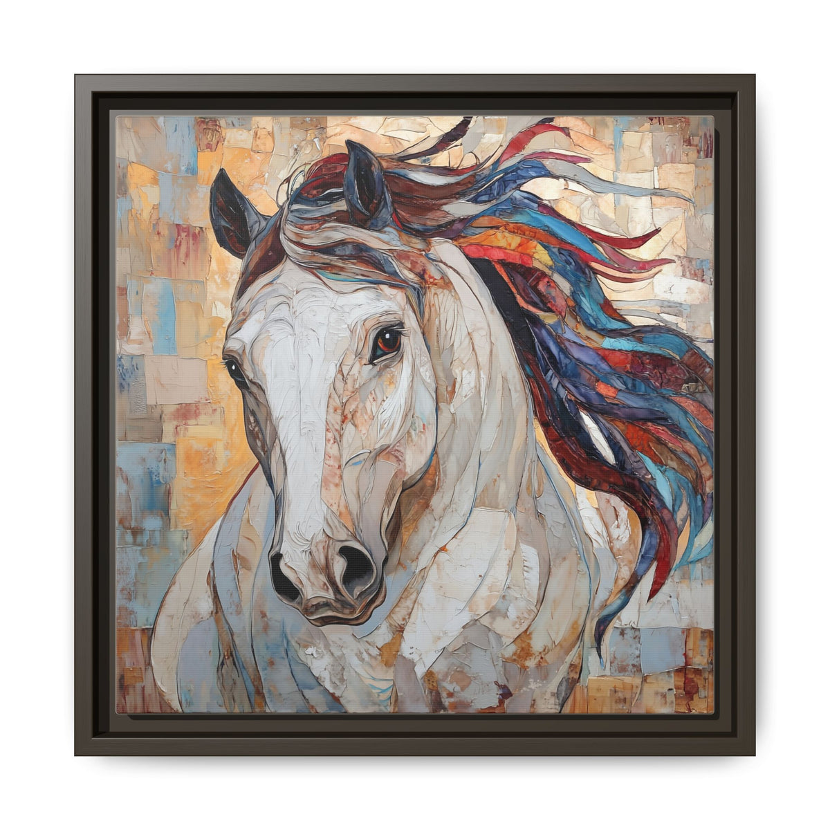 Colorful Mane Horse Matte Canvas Framed | Equine Wall Art