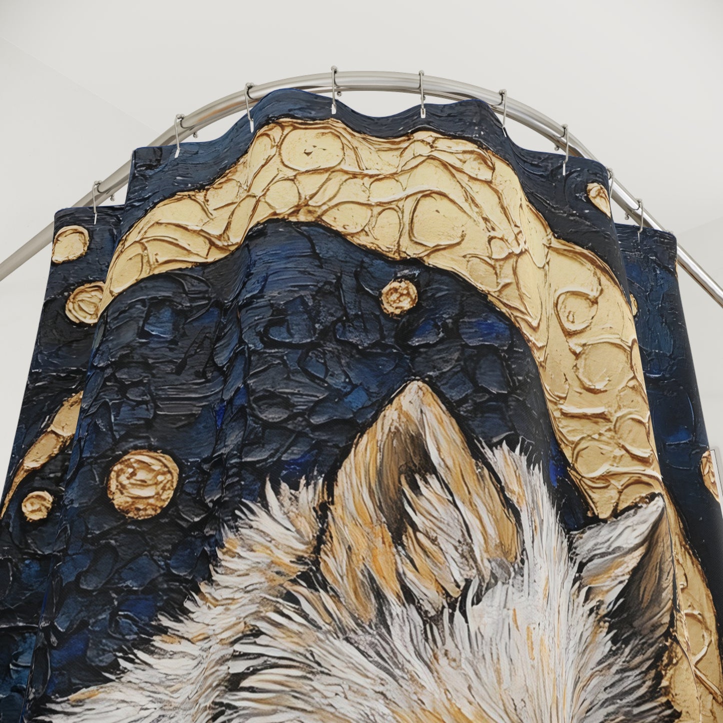 Moonlit Wolf Shower Curtain, Calm Home Decor, Animal Lovers Gift, Bathroom Accessories, Nursery Decor, Woodland Theme