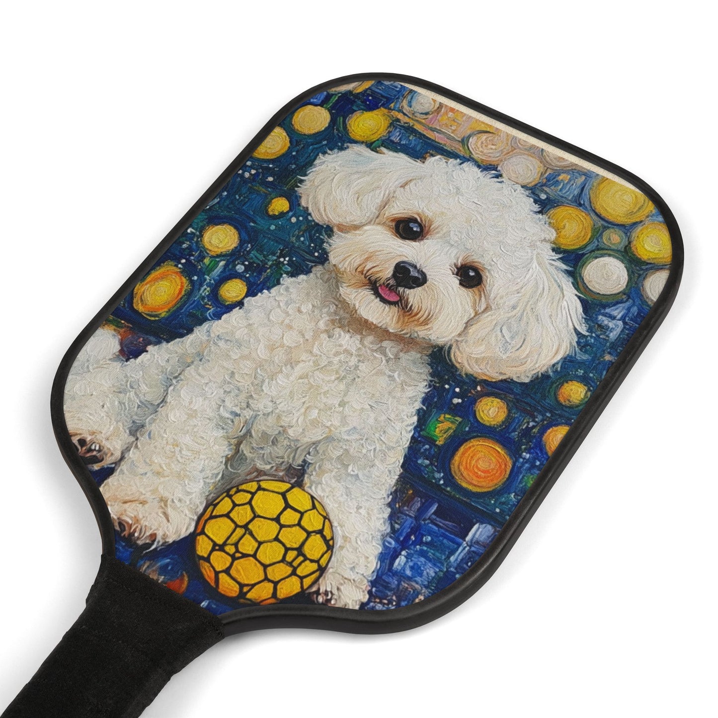 Pickleball Paddle Set with Bichon Frise Design, Fun Sports Gear for Pet Lovers, Pickleball for Kids and Adults, Gift for Dog Owners