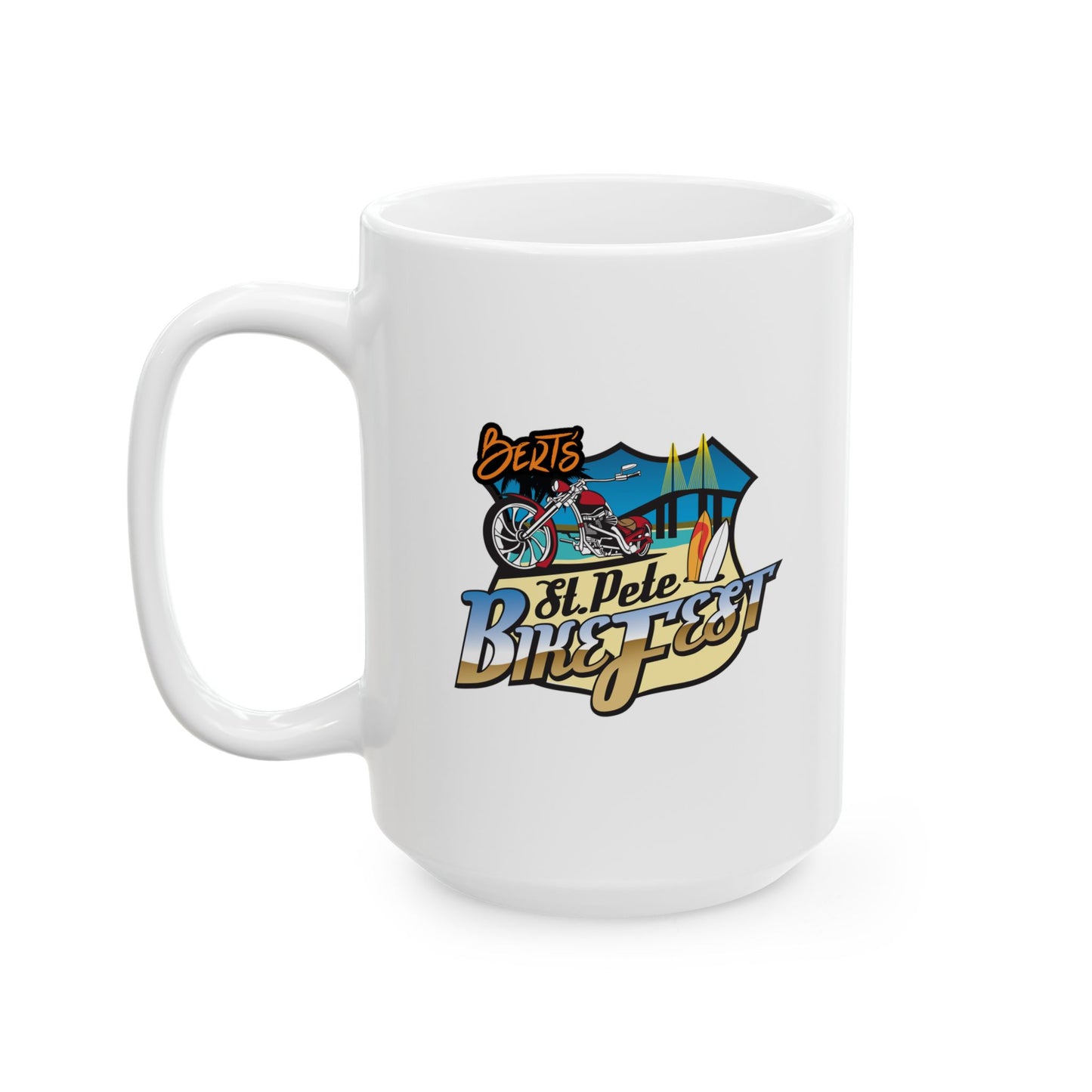 St Pete FL Bike Fest Ceramic Mug with Unique Design, Perfect for Coffee Lovers, Gift for Friends, Home Decor, Fun Office Mug