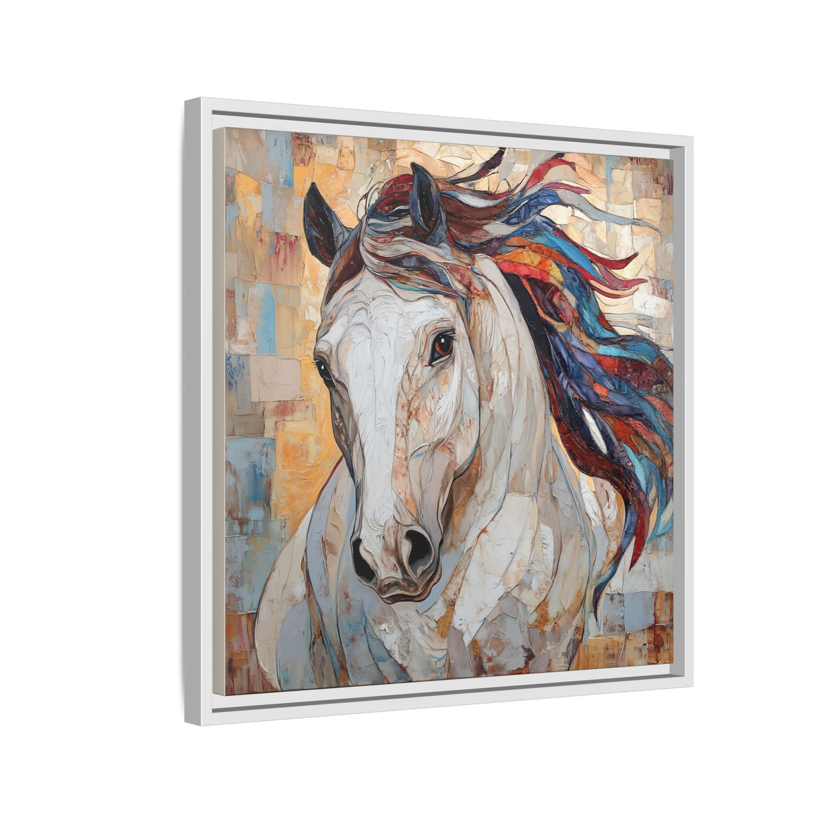 Colorful Mane Horse Matte Canvas Framed | Equine Wall Art