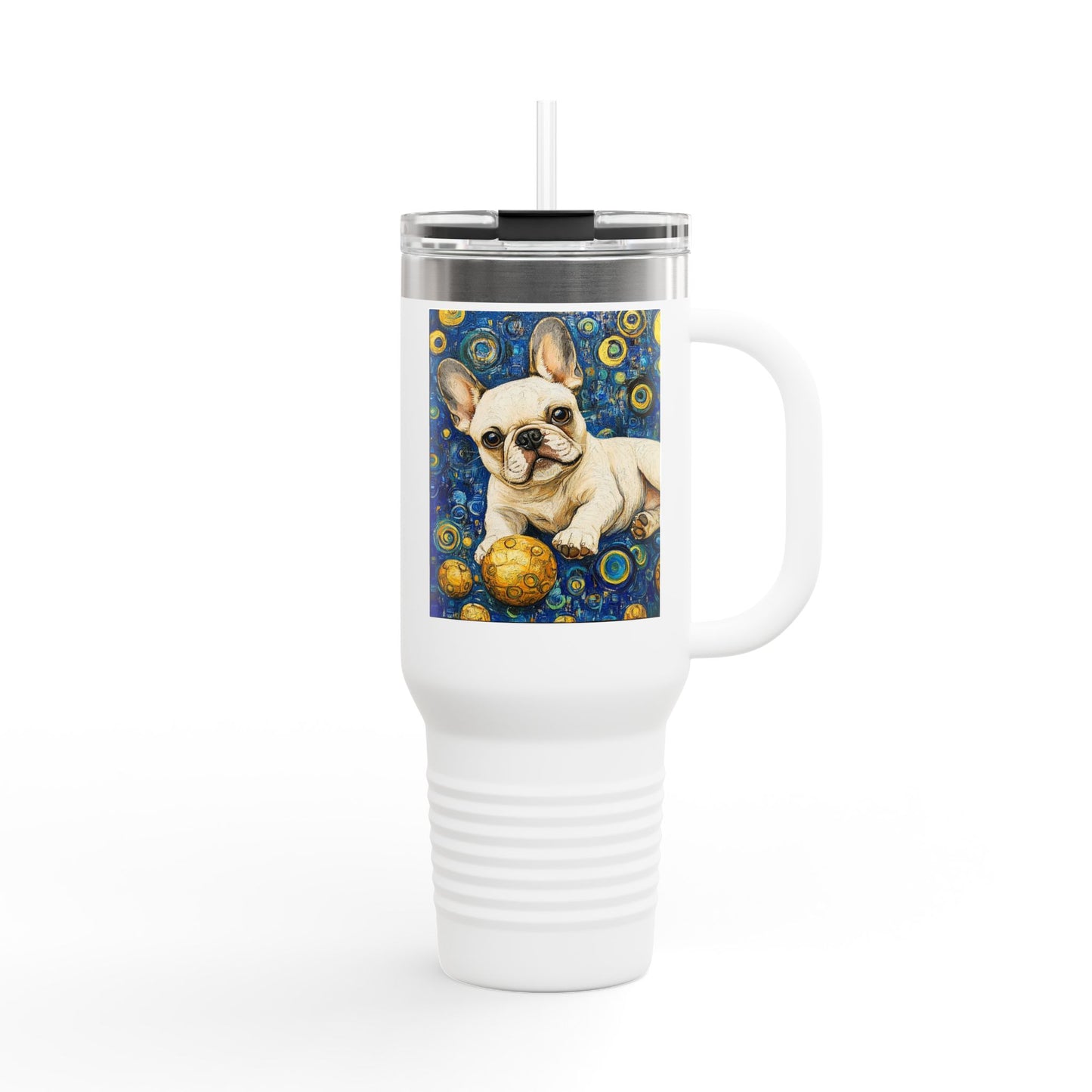 Cute French Bulldog Insulated Travel Mug, 40oz - Perfect for Pet Lovers, Gift for Dog Owners, Travel Companion, Coffee Mug, Birthday Present