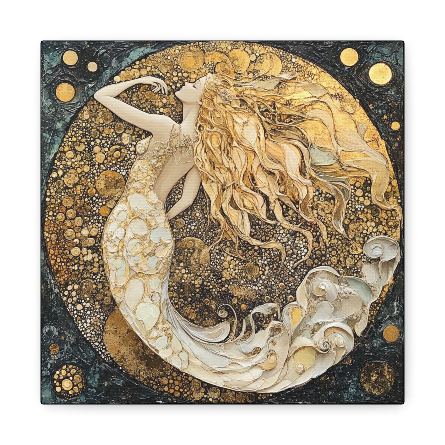 Elegant Mermaid Canvas Art, Home Decor, Wall Art, Gift for Her, Coastal Vibes, Housewarming Gift