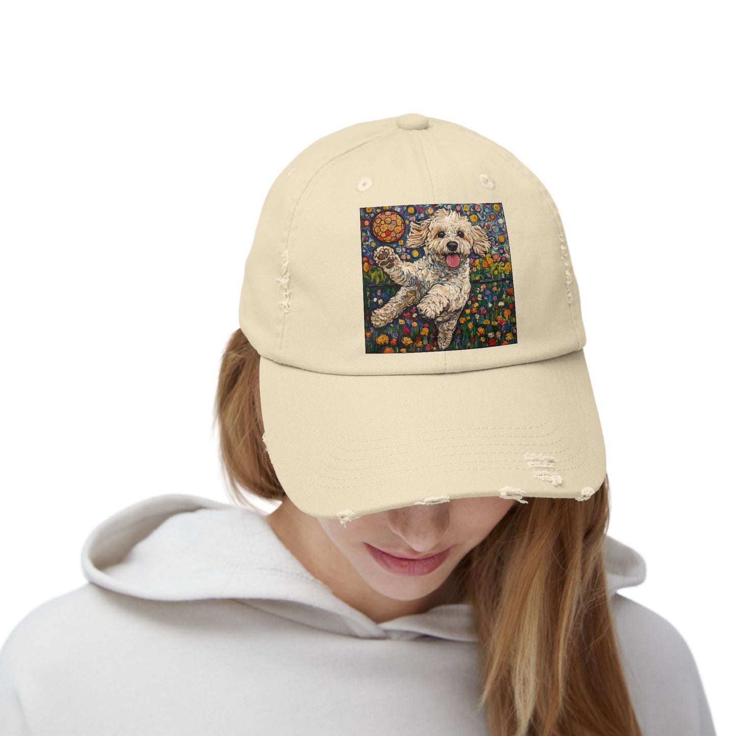 Doodle Pickleball Art Cap, Distressed Baseball Hat, Pet Lover Gift, Casual Summer Hat, Dog Mom Cap, Fun Gift for Dog Owners