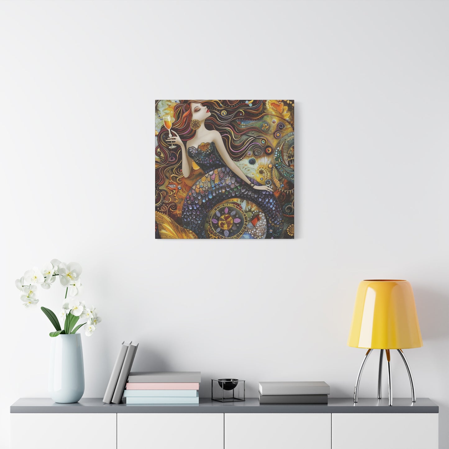 Mermaid Art Canvas, Relaxing Home Decor, Whimsical Wall Art, Unique Gift, Fantasy Artwork