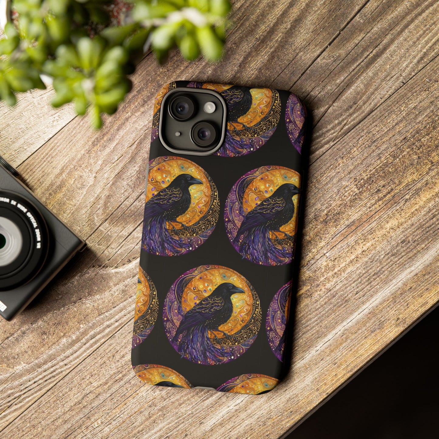 Raven Celestial Phone Case, Astrological Gift, Bird Lover Accessory, Tough Phone Cover, Gothic Aesthetic, Halloween Tech Decor