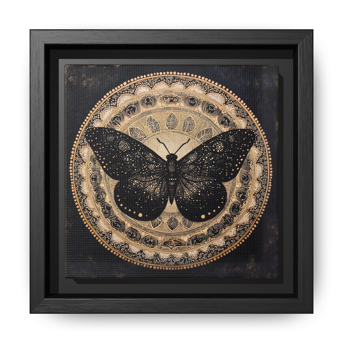 Black Moth Mandala Matte Canvas Framed | Wall Art