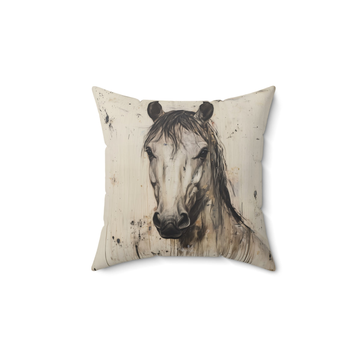 Watercolor Horse Portrait Pillow | Faux Suede Square Pillow